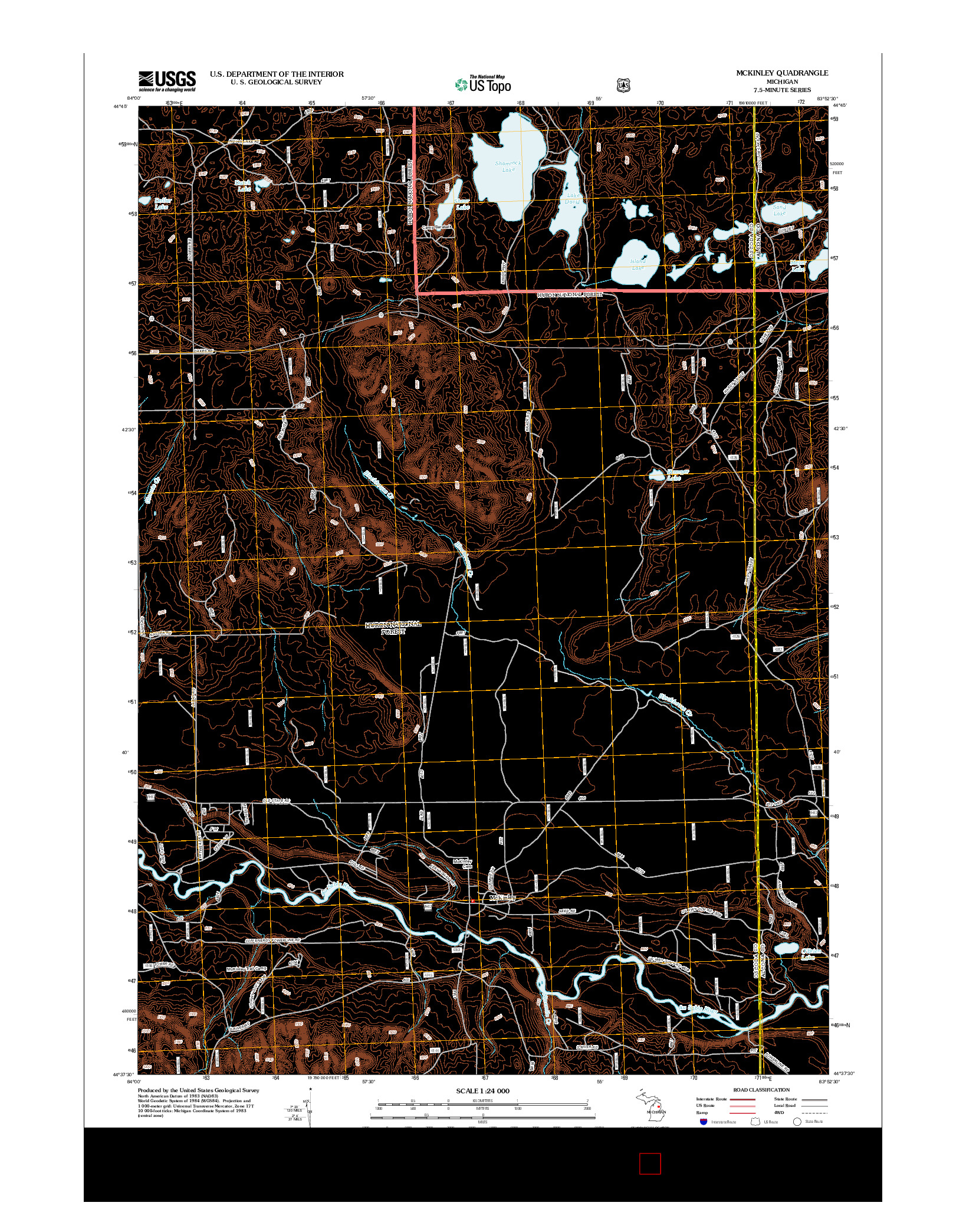 USGS US TOPO 7.5-MINUTE MAP FOR MCKINLEY, MI 2012