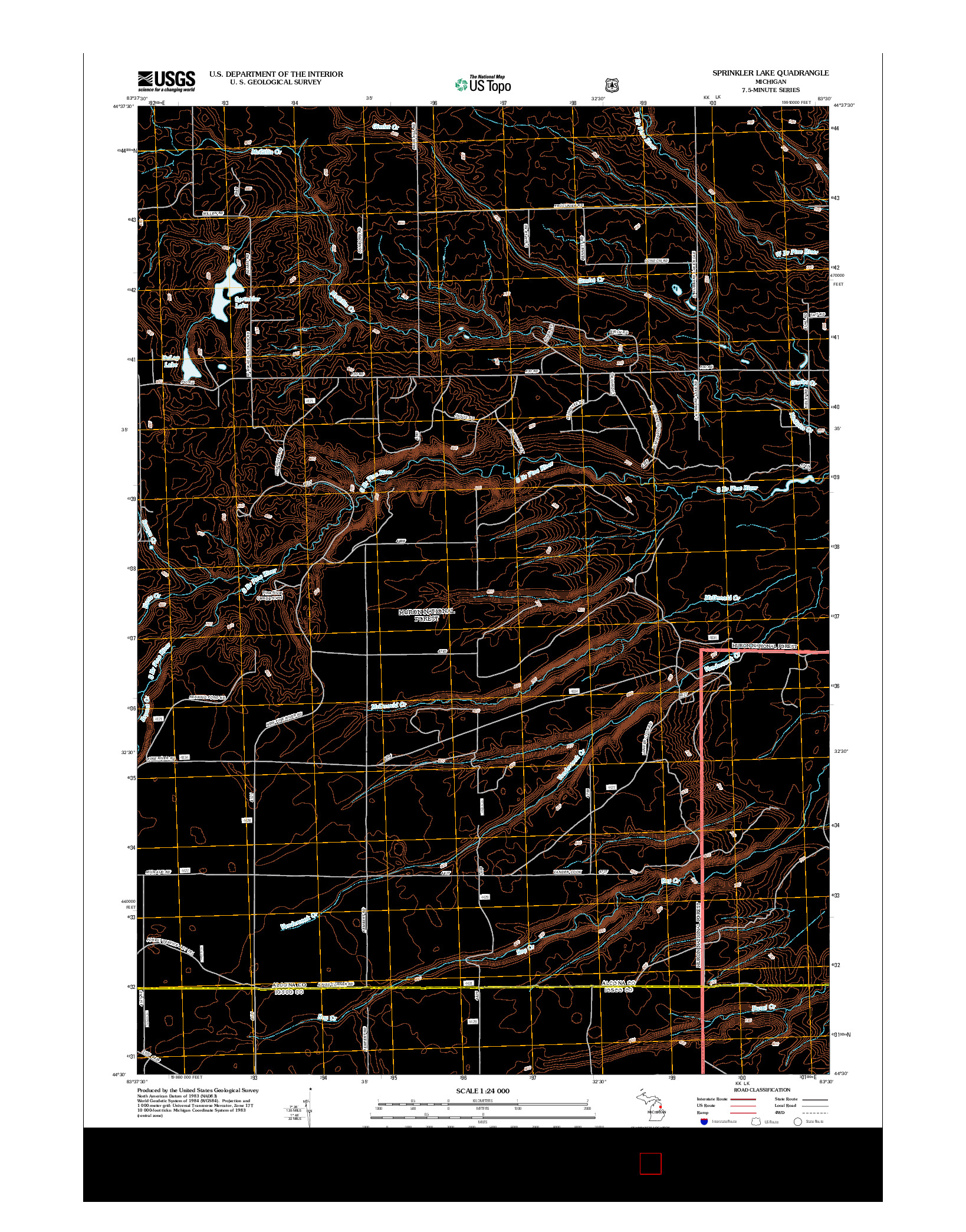 USGS US TOPO 7.5-MINUTE MAP FOR SPRINKLER LAKE, MI 2012