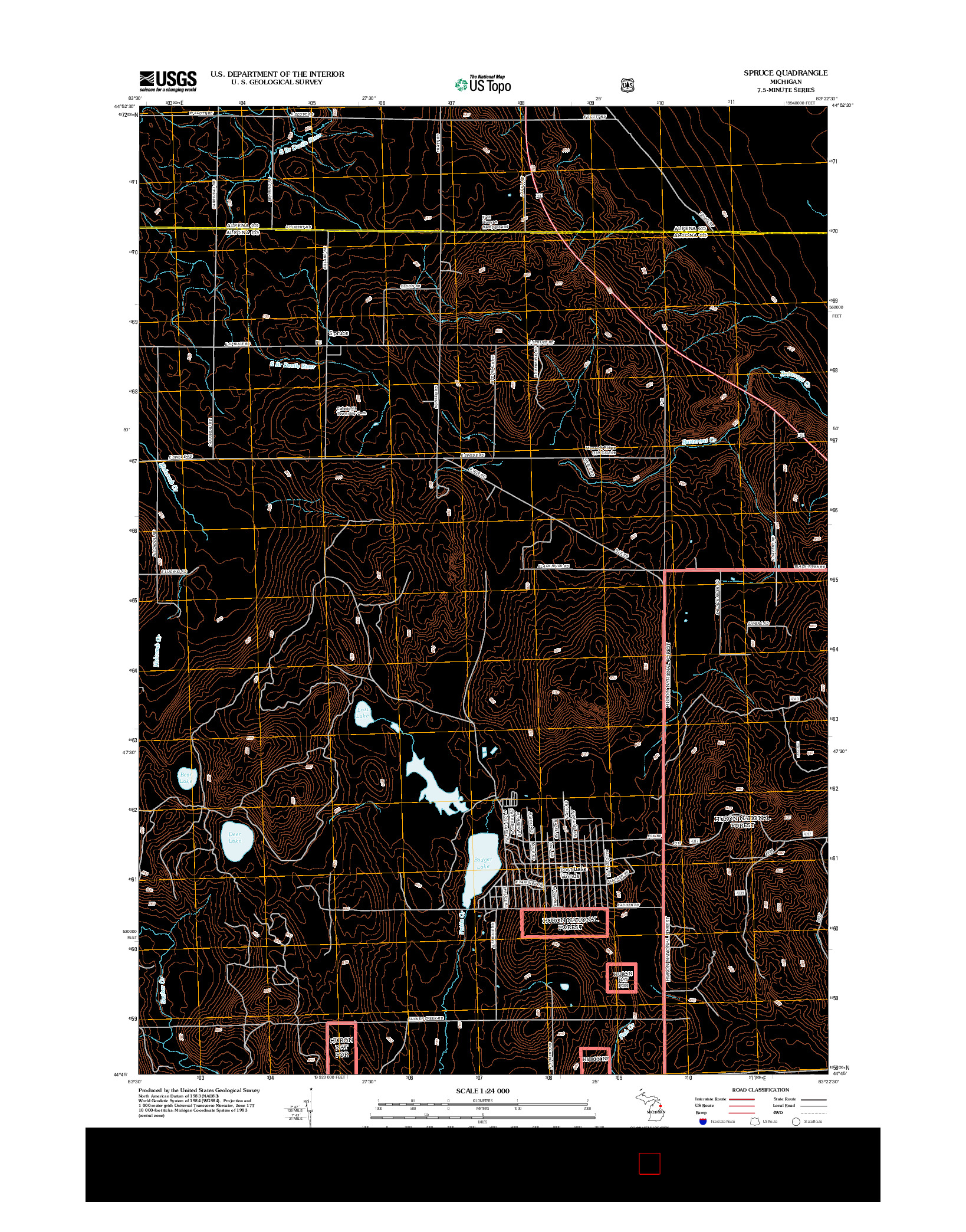 USGS US TOPO 7.5-MINUTE MAP FOR SPRUCE, MI 2012