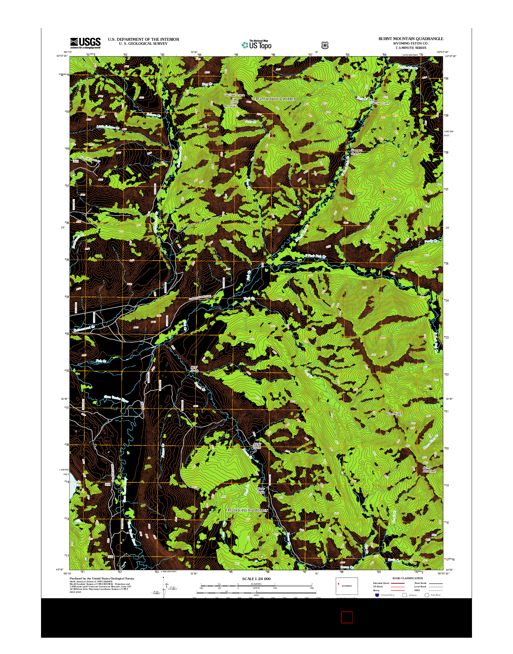 USGS US TOPO 7.5-MINUTE MAP FOR BURNT MOUNTAIN, WY 2012