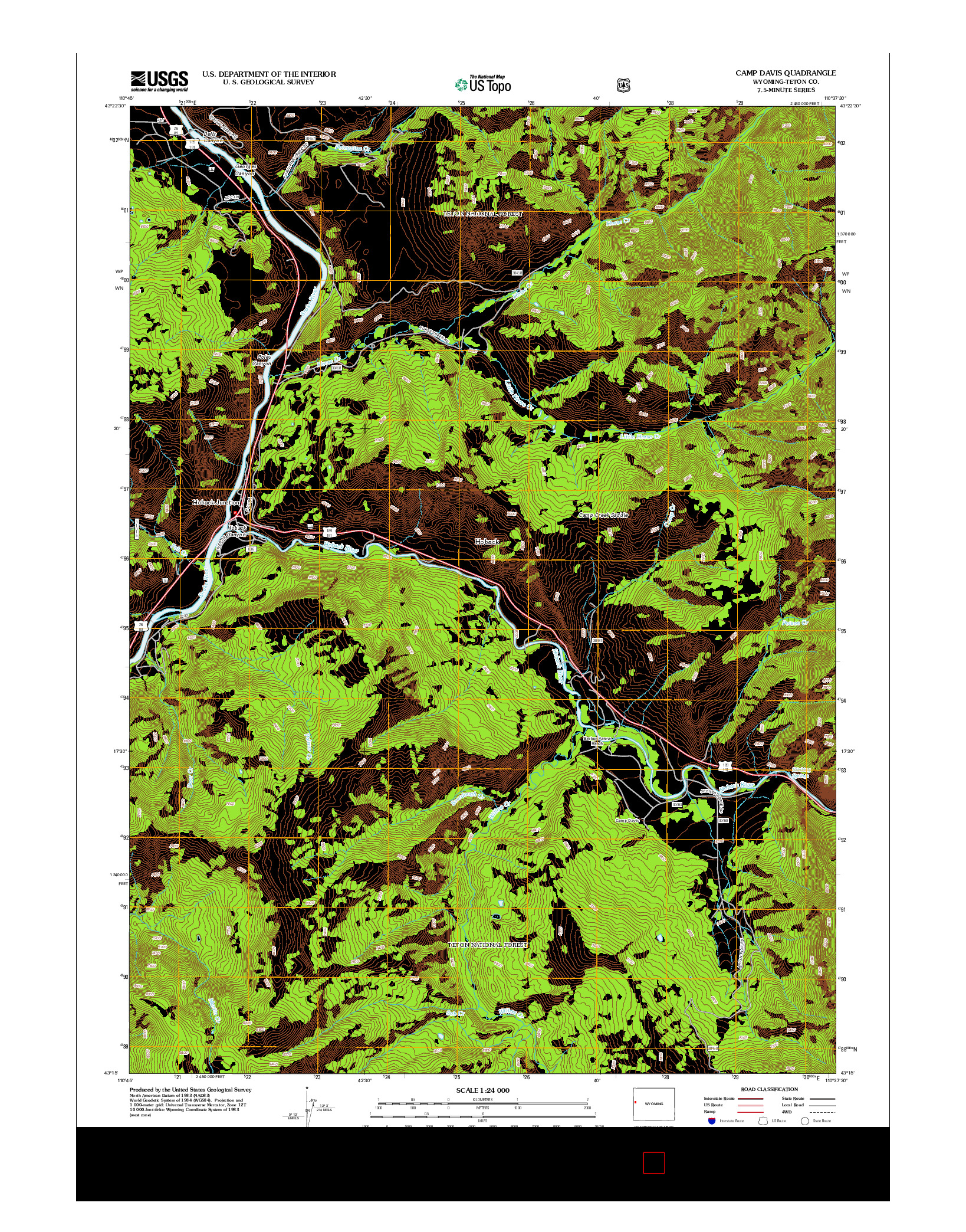USGS US TOPO 7.5-MINUTE MAP FOR CAMP DAVIS, WY 2012