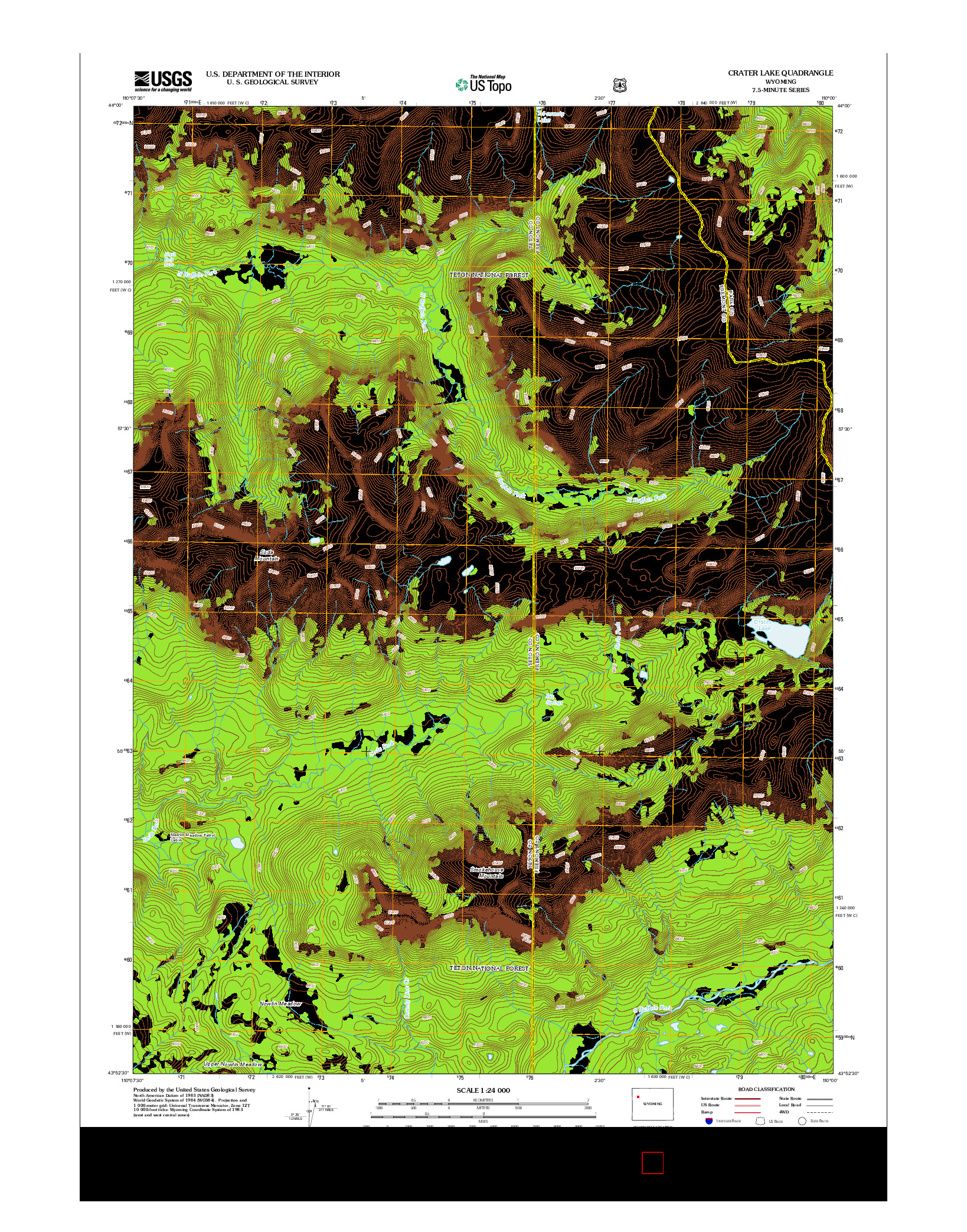 USGS US TOPO 7.5-MINUTE MAP FOR CRATER LAKE, WY 2012