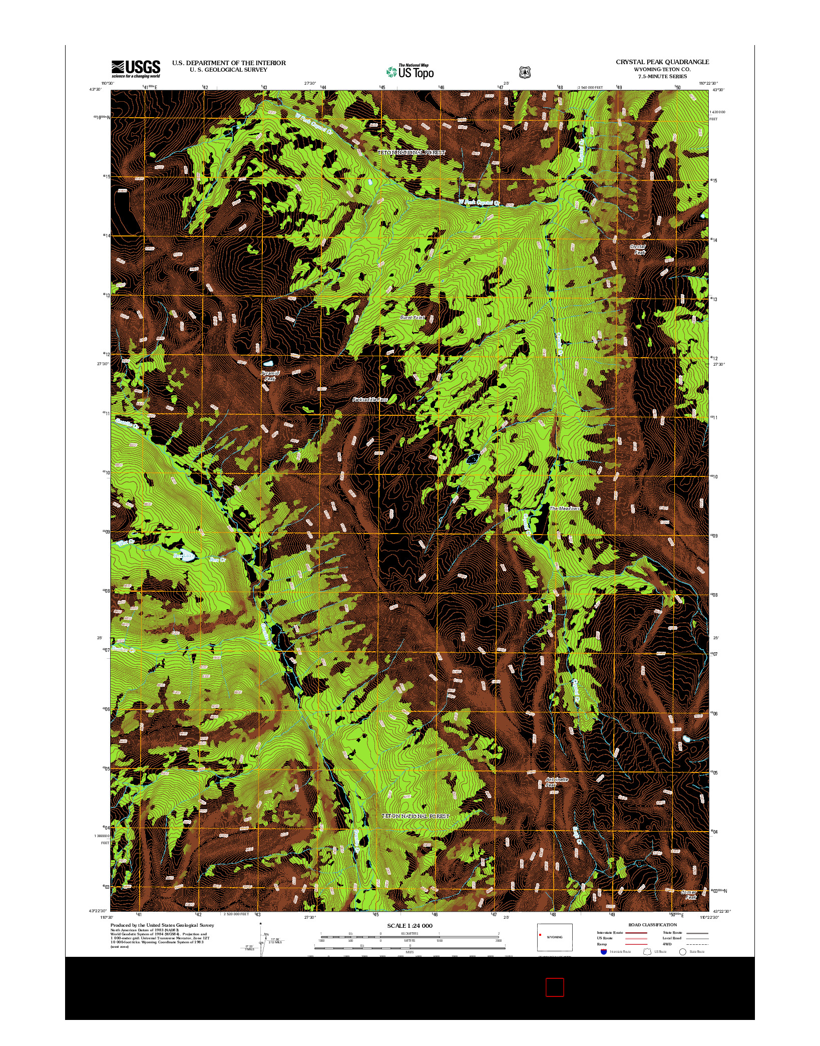 USGS US TOPO 7.5-MINUTE MAP FOR CRYSTAL PEAK, WY 2012