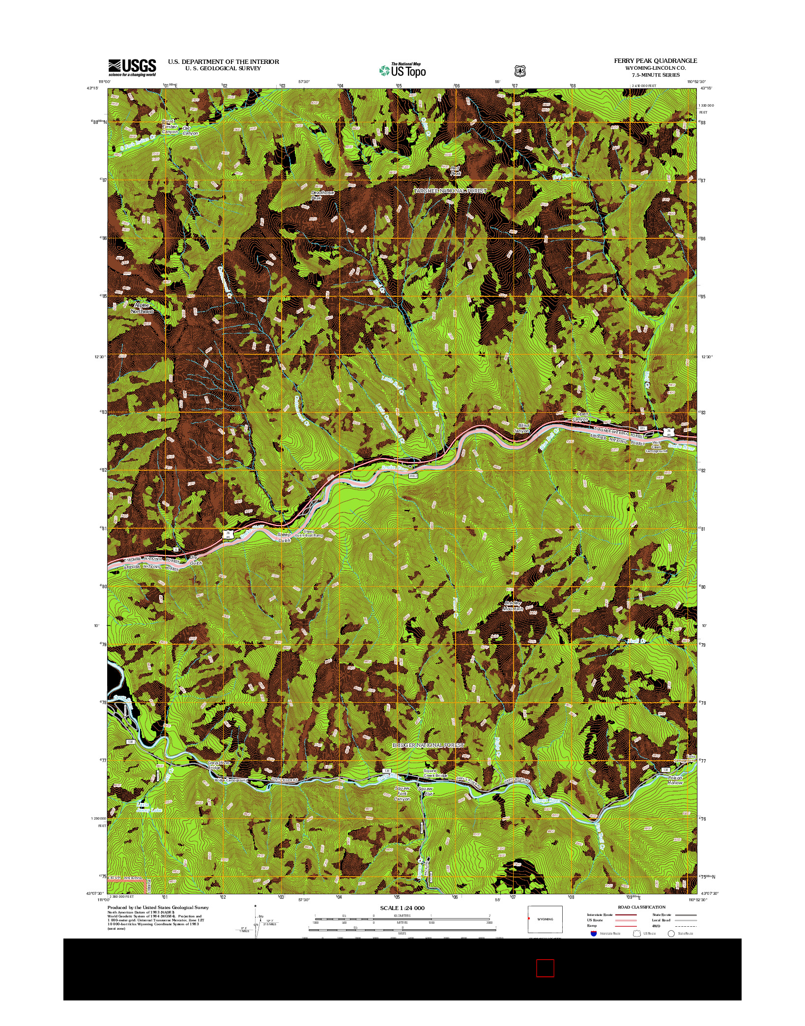 USGS US TOPO 7.5-MINUTE MAP FOR FERRY PEAK, WY 2012