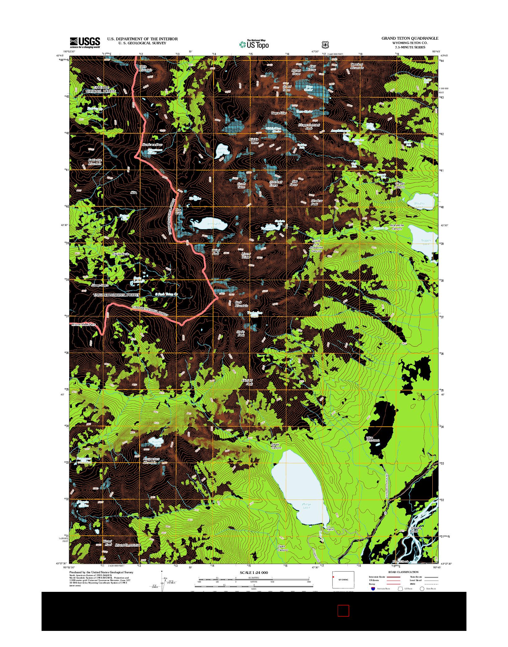 USGS US TOPO 7.5-MINUTE MAP FOR GRAND TETON, WY 2012