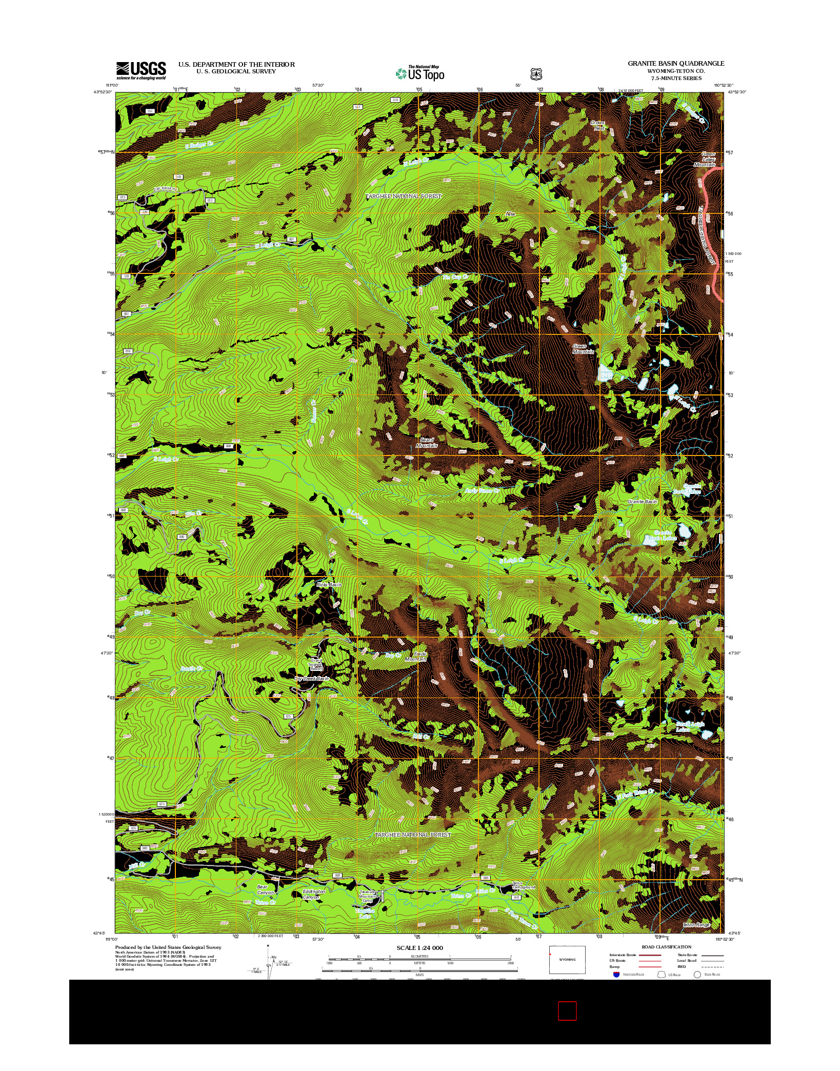 USGS US TOPO 7.5-MINUTE MAP FOR GRANITE BASIN, WY 2012