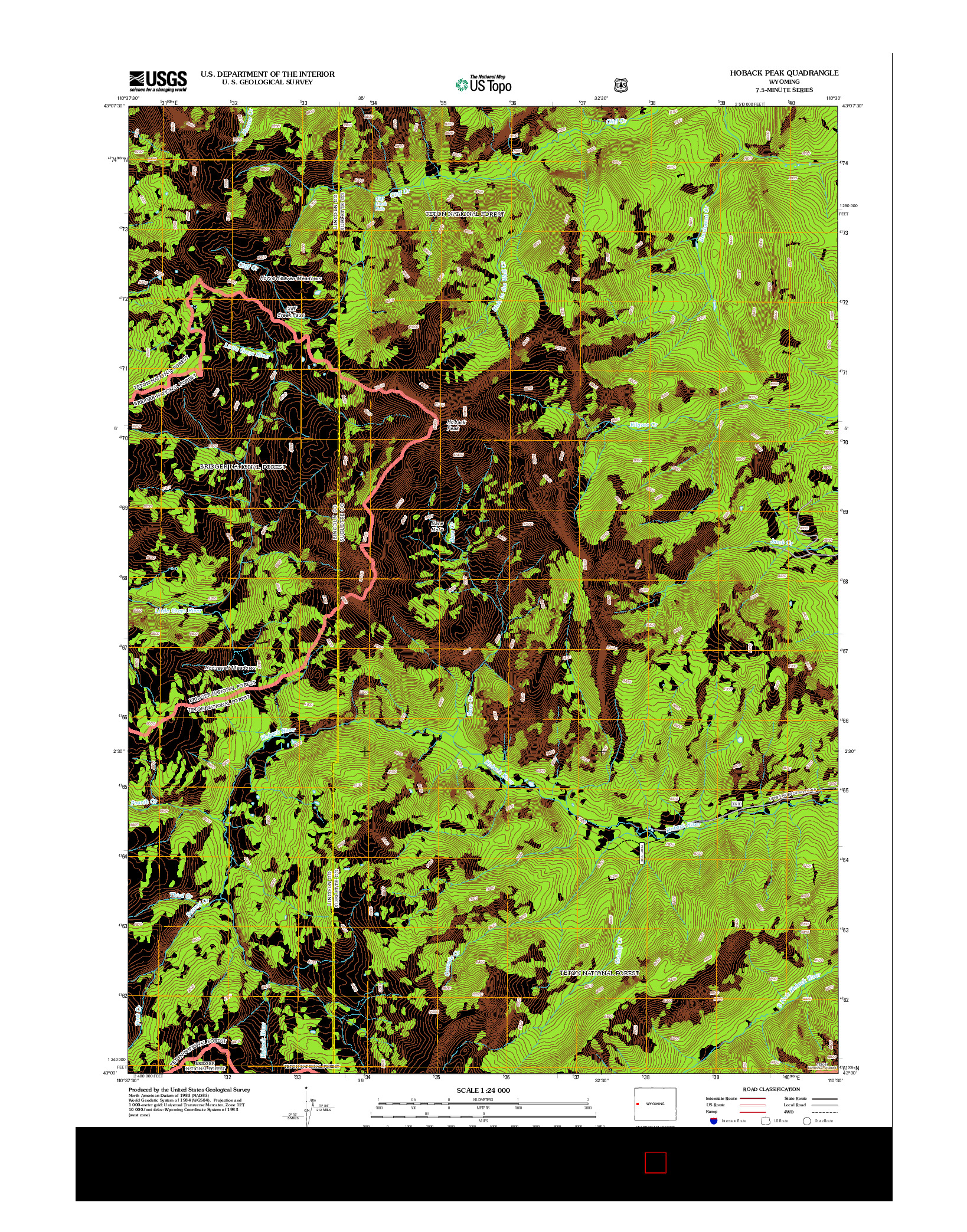 USGS US TOPO 7.5-MINUTE MAP FOR HOBACK PEAK, WY 2012