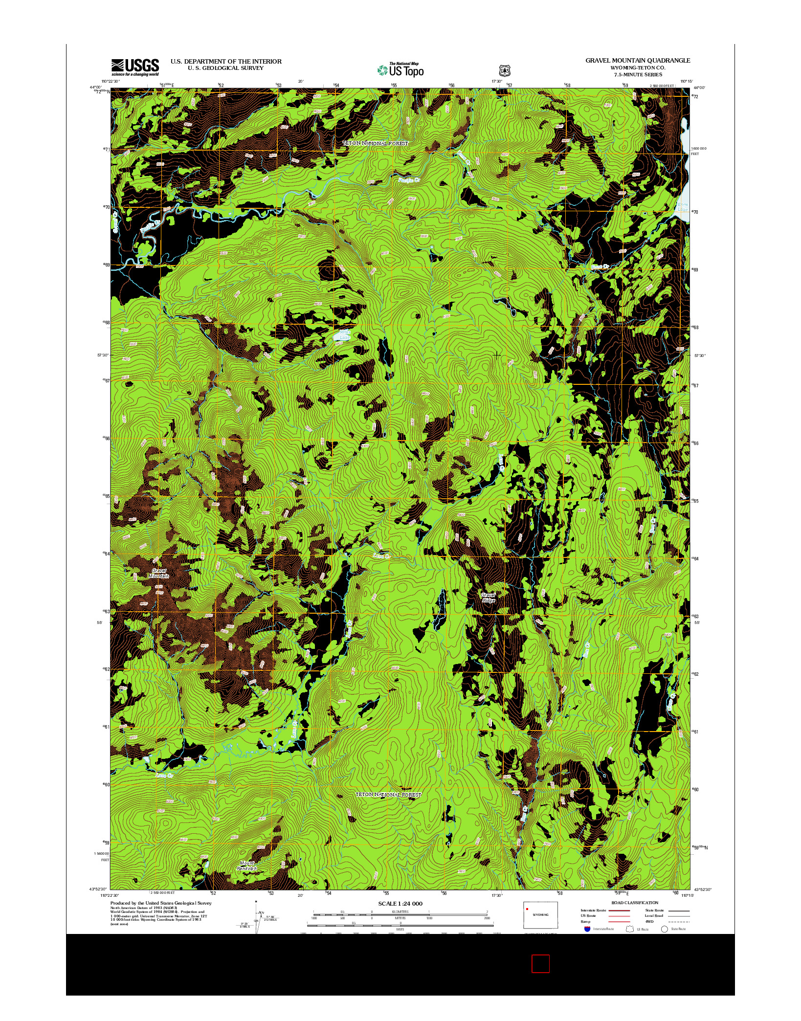 USGS US TOPO 7.5-MINUTE MAP FOR GRAVEL MOUNTAIN, WY 2012