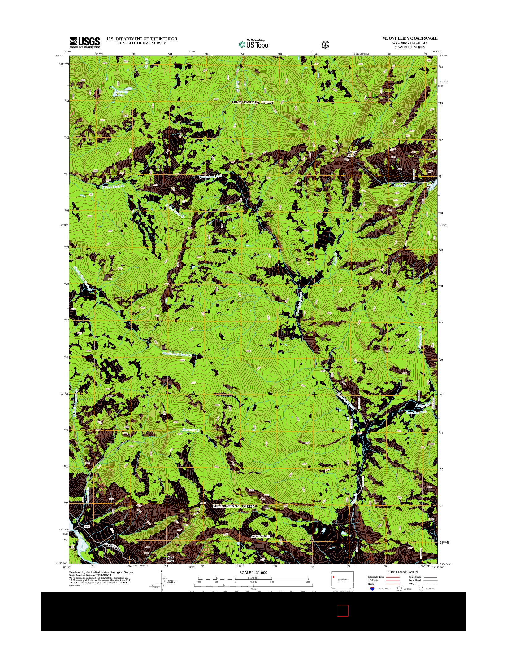 USGS US TOPO 7.5-MINUTE MAP FOR MOUNT LEIDY, WY 2012