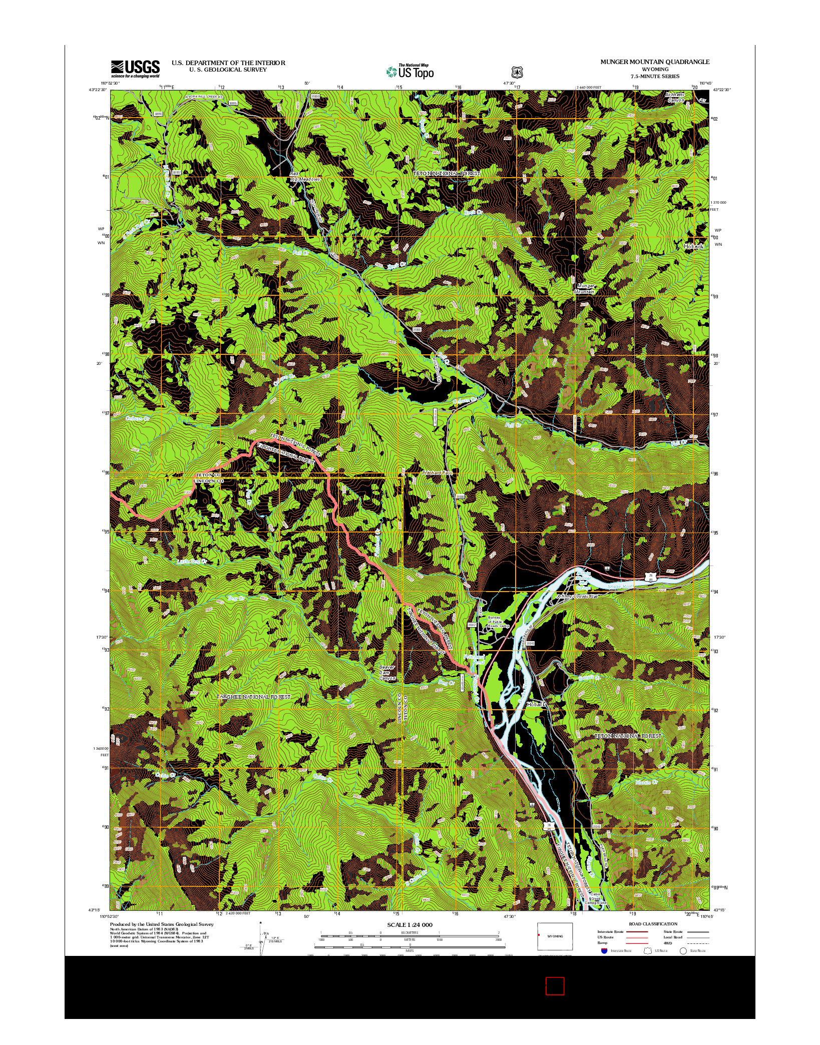 USGS US TOPO 7.5-MINUTE MAP FOR MUNGER MOUNTAIN, WY 2012