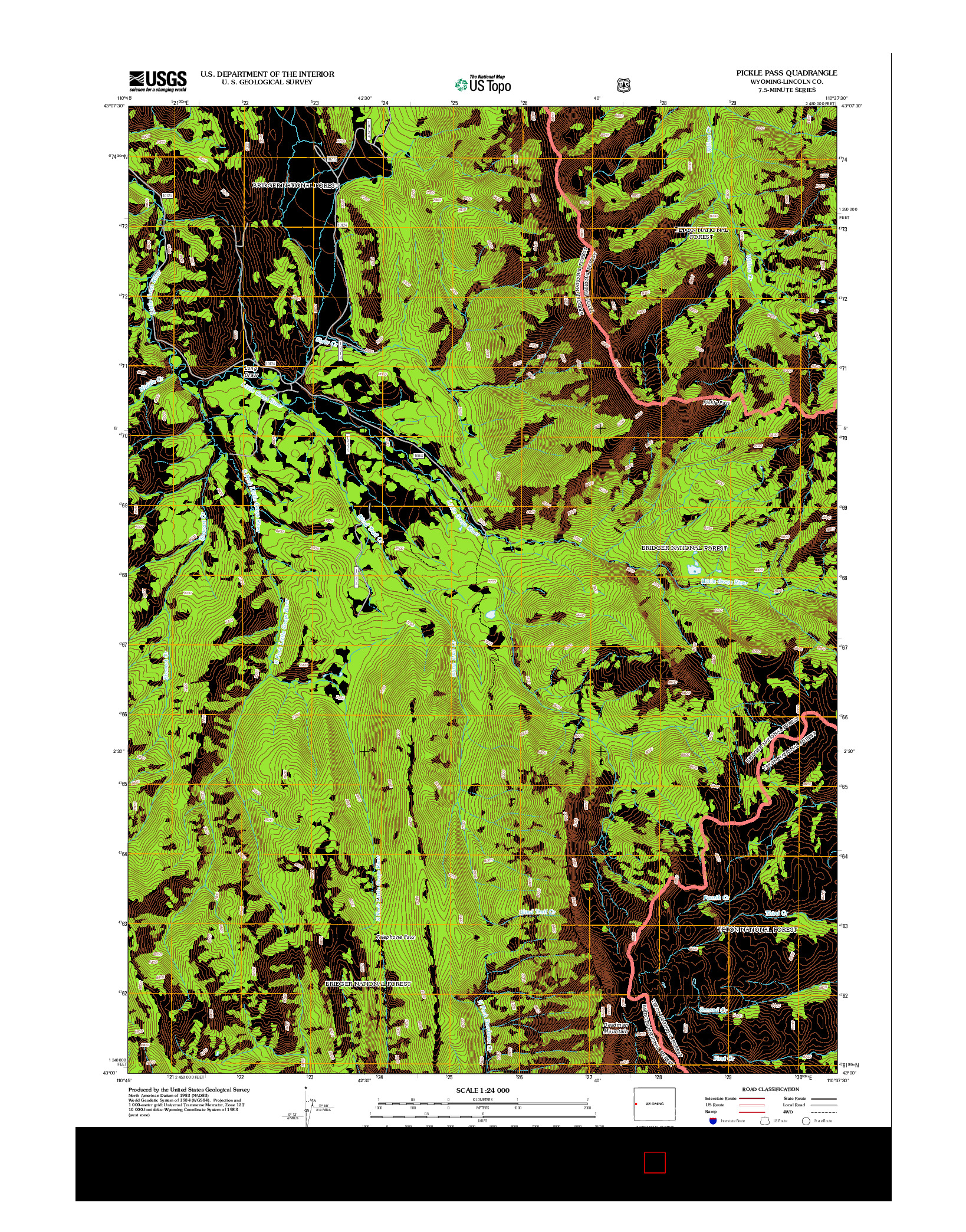 USGS US TOPO 7.5-MINUTE MAP FOR PICKLE PASS, WY 2012
