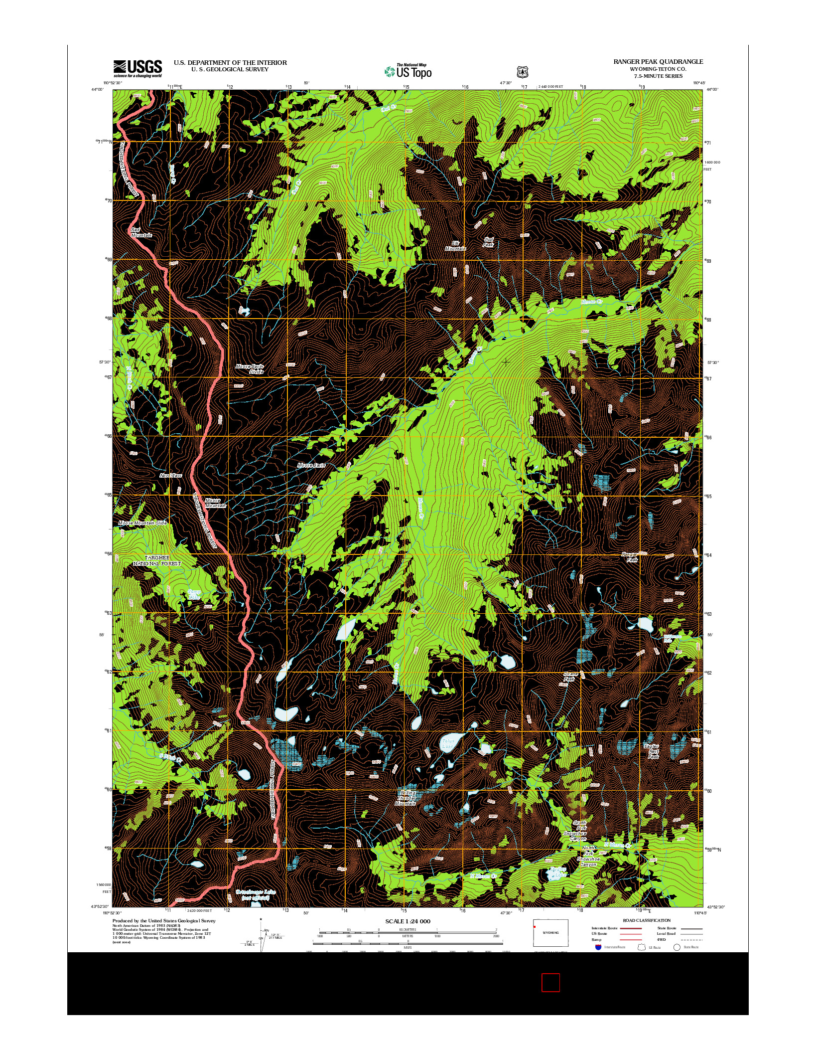 USGS US TOPO 7.5-MINUTE MAP FOR RANGER PEAK, WY 2012