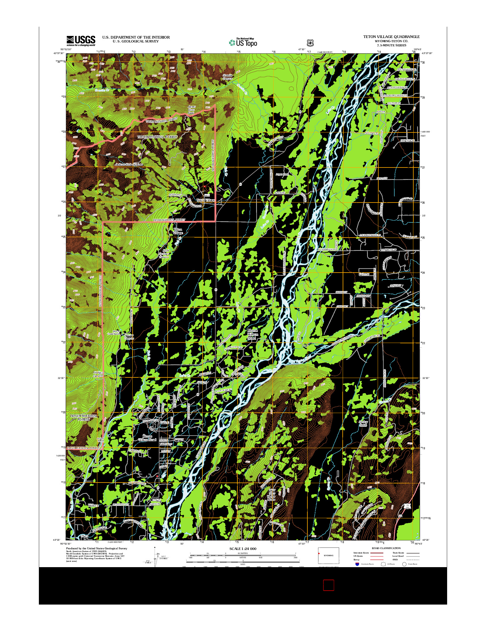 USGS US TOPO 7.5-MINUTE MAP FOR TETON VILLAGE, WY 2012