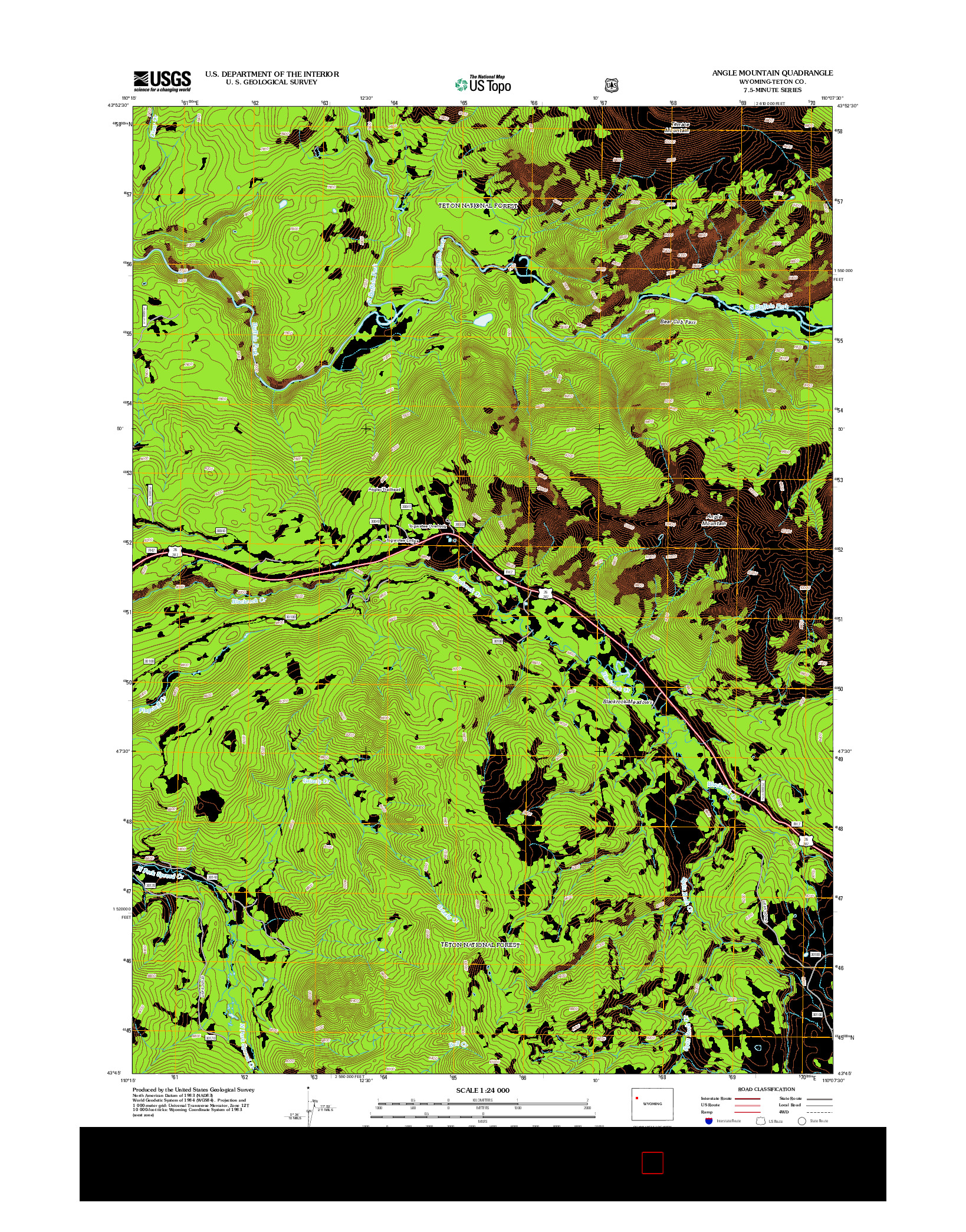 USGS US TOPO 7.5-MINUTE MAP FOR ANGLE MOUNTAIN, WY 2012