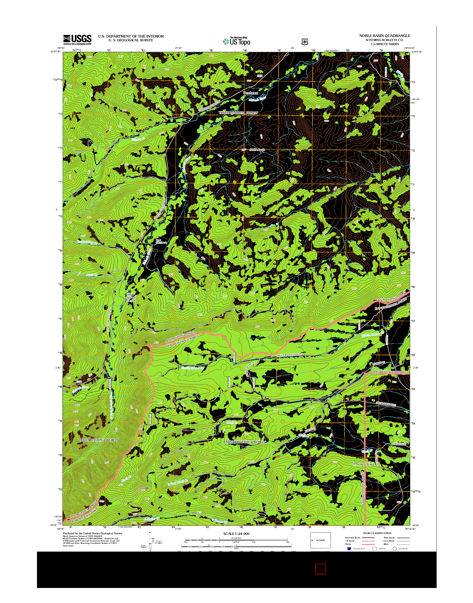 USGS US TOPO 7.5-MINUTE MAP FOR NOBLE BASIN, WY 2012