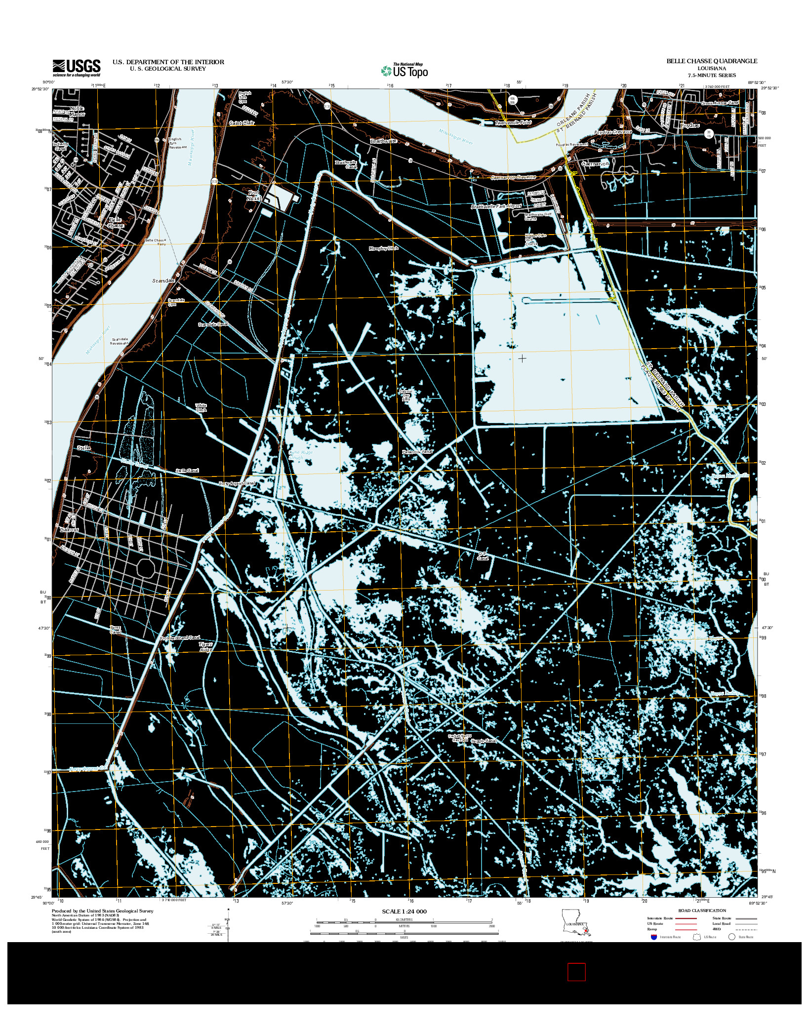 USGS US TOPO 7.5-MINUTE MAP FOR BELLE CHASSE, LA 2012