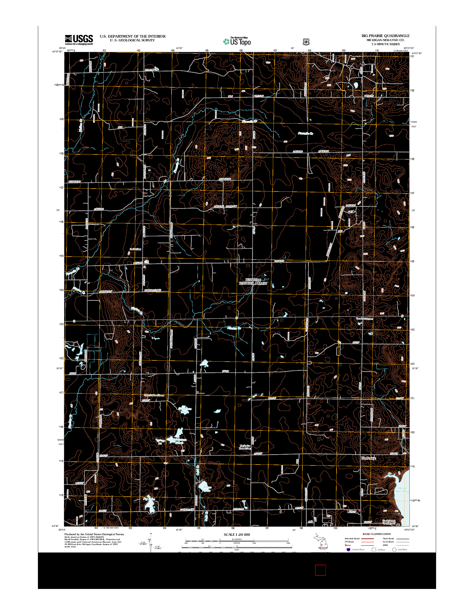 USGS US TOPO 7.5-MINUTE MAP FOR BIG PRAIRIE, MI 2012