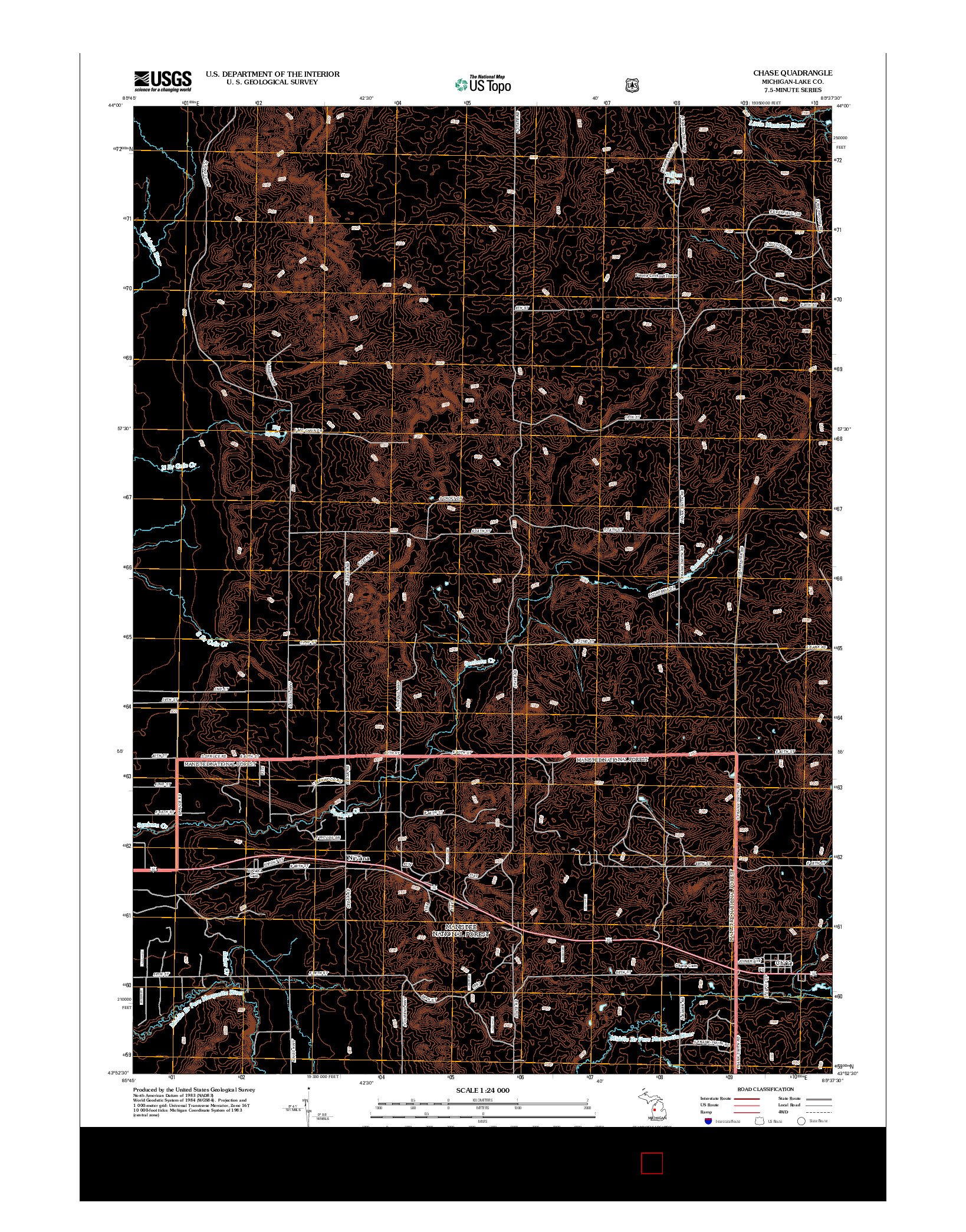 USGS US TOPO 7.5-MINUTE MAP FOR CHASE, MI 2012