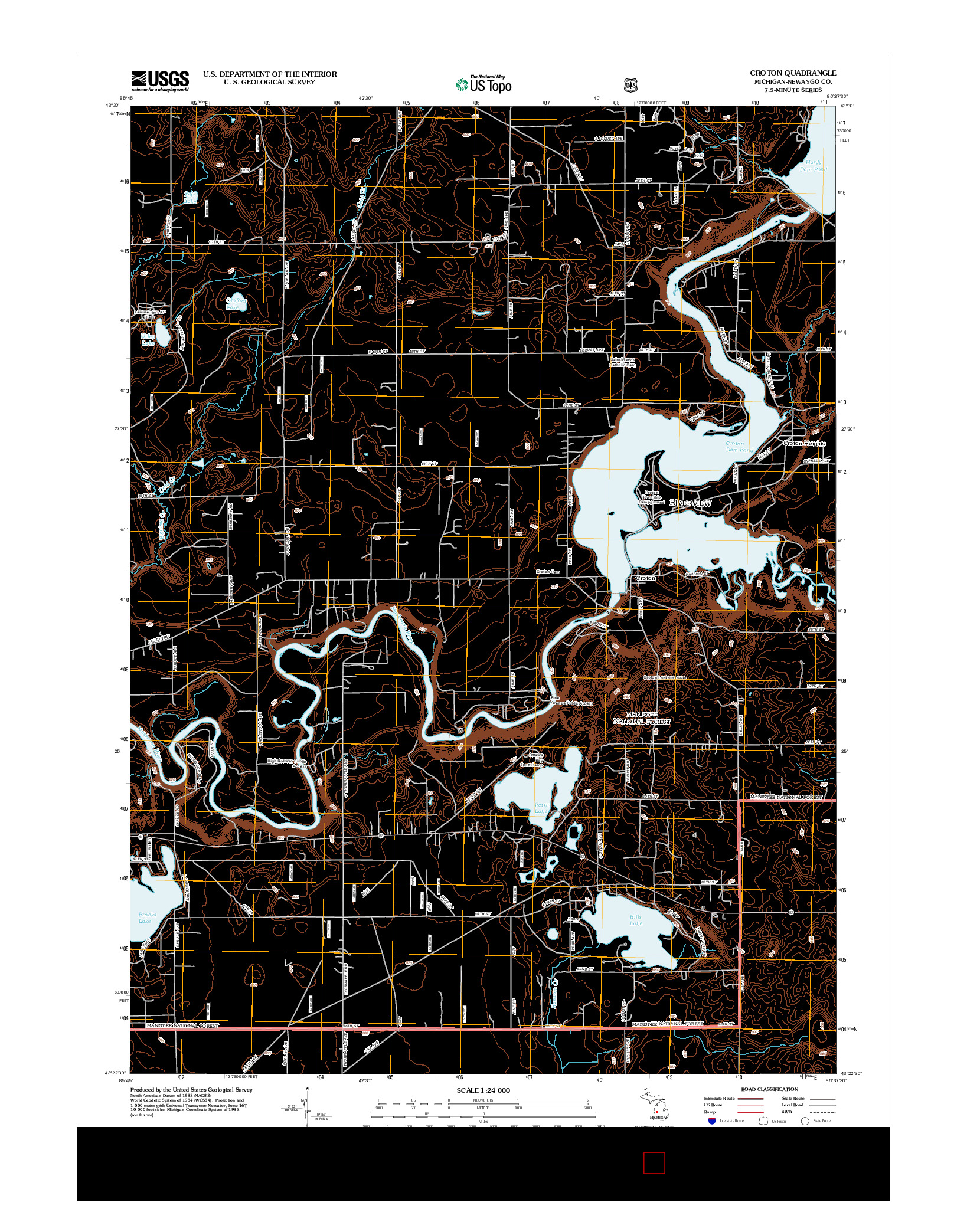 USGS US TOPO 7.5-MINUTE MAP FOR CROTON, MI 2012