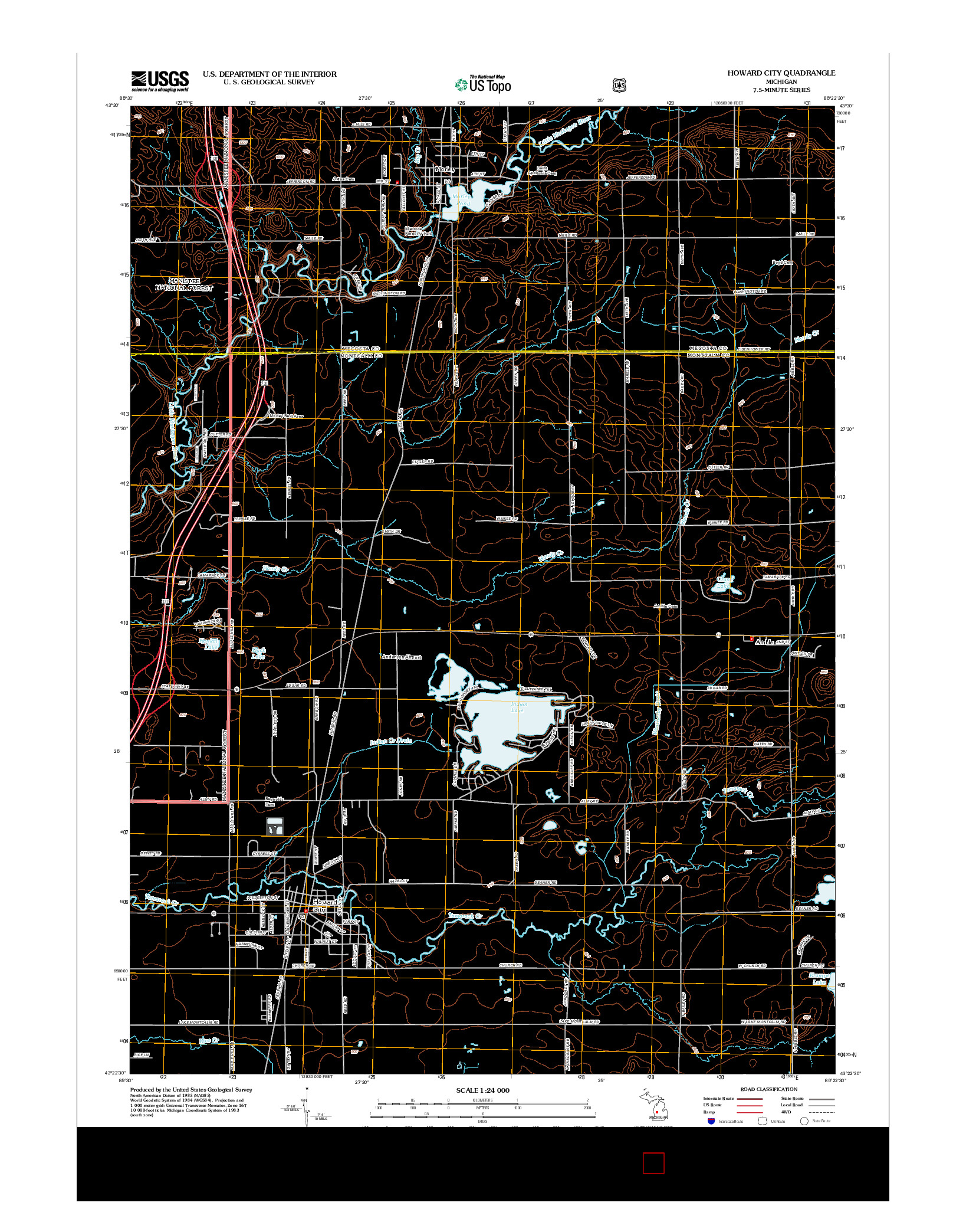 USGS US TOPO 7.5-MINUTE MAP FOR HOWARD CITY, MI 2012