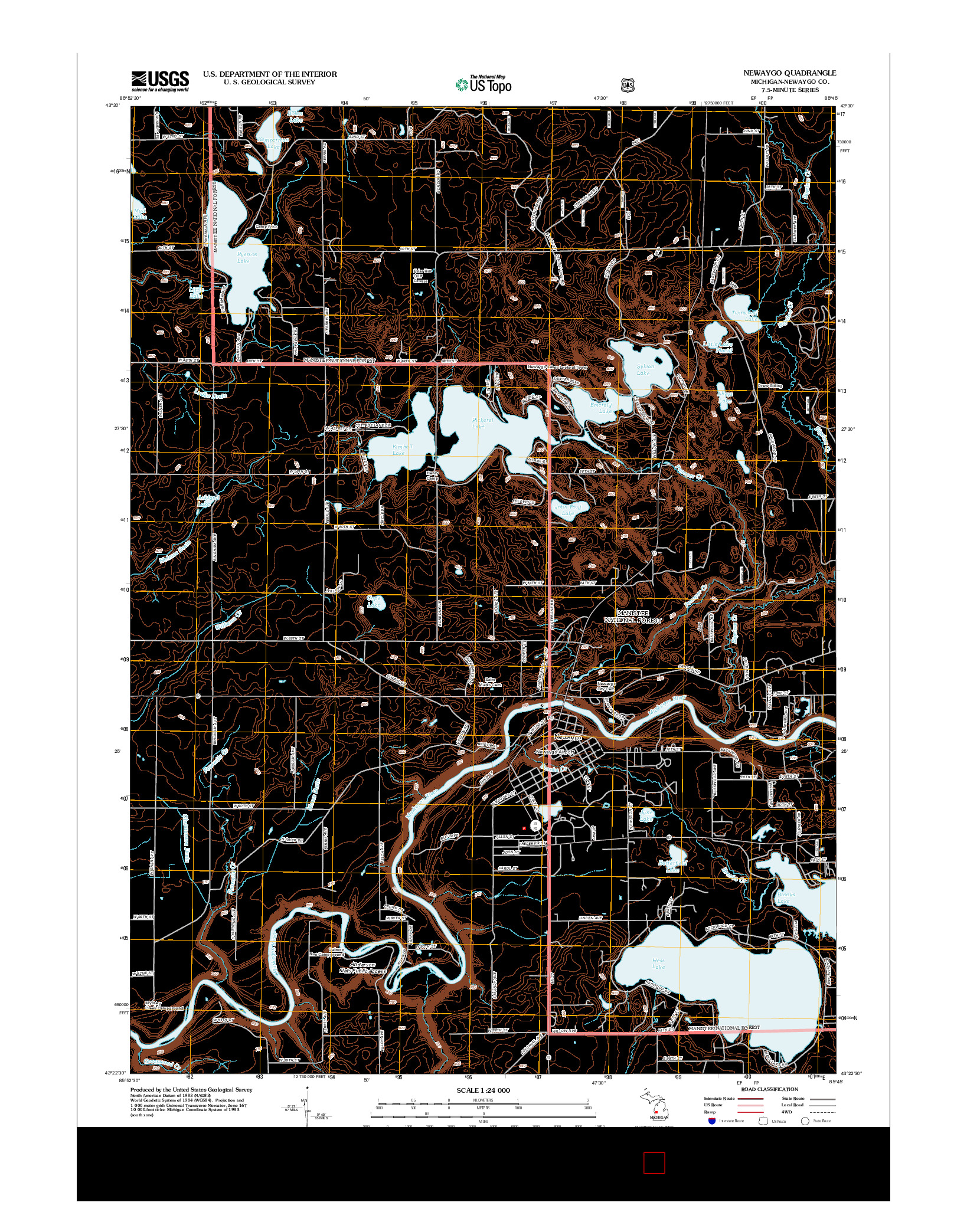 USGS US TOPO 7.5-MINUTE MAP FOR NEWAYGO, MI 2012