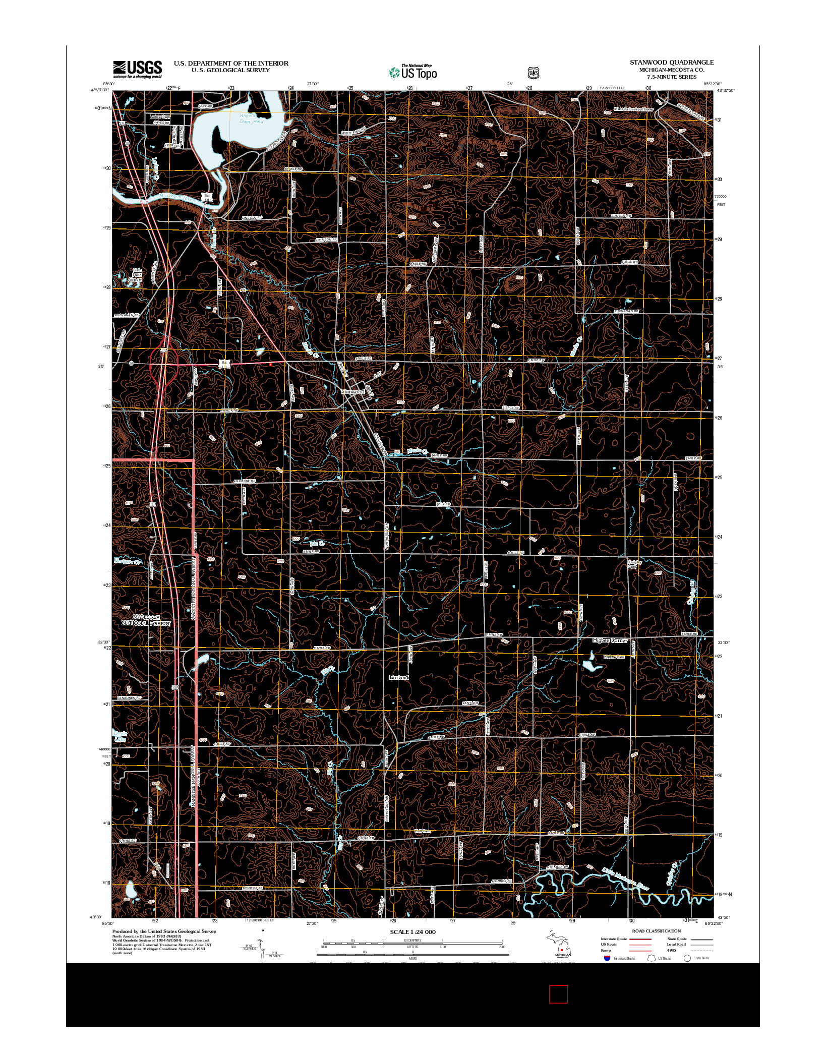 USGS US TOPO 7.5-MINUTE MAP FOR STANWOOD, MI 2012