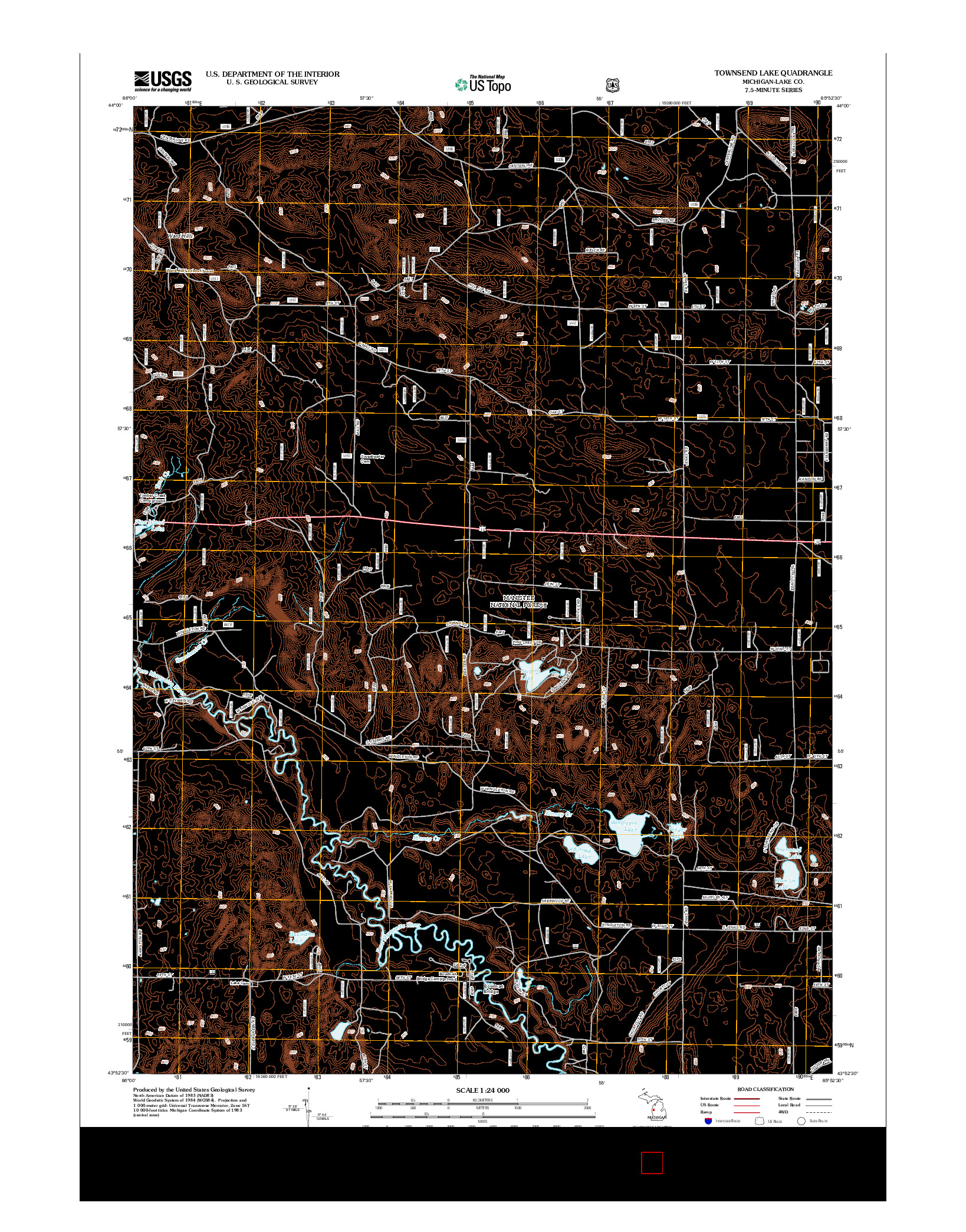 USGS US TOPO 7.5-MINUTE MAP FOR TOWNSEND LAKE, MI 2012
