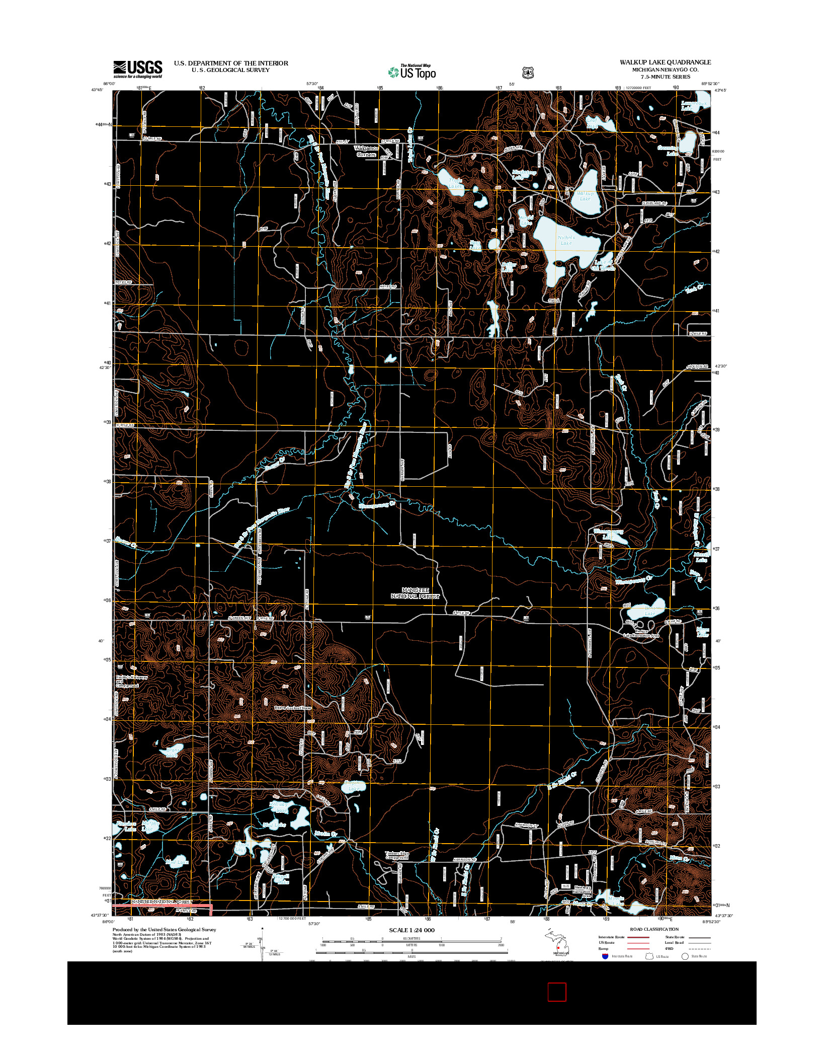 USGS US TOPO 7.5-MINUTE MAP FOR WALKUP LAKE, MI 2012