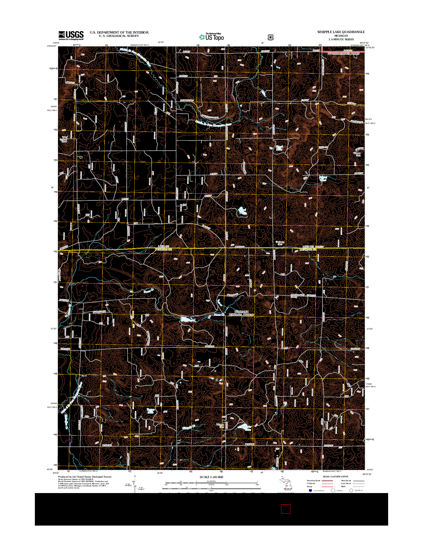 USGS US TOPO 7.5-MINUTE MAP FOR WHIPPLE LAKE, MI 2012