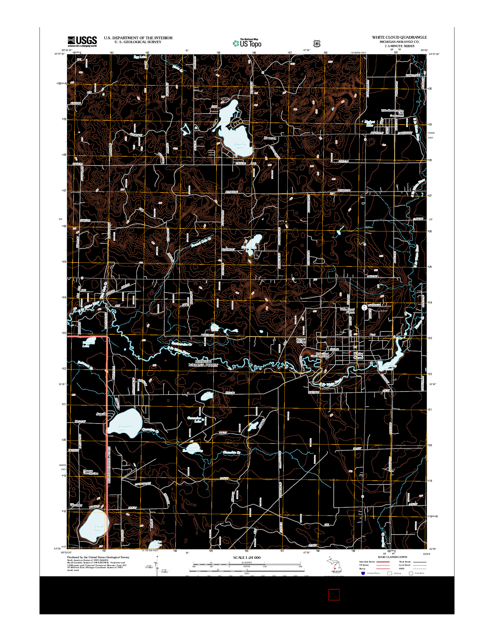 USGS US TOPO 7.5-MINUTE MAP FOR WHITE CLOUD, MI 2012