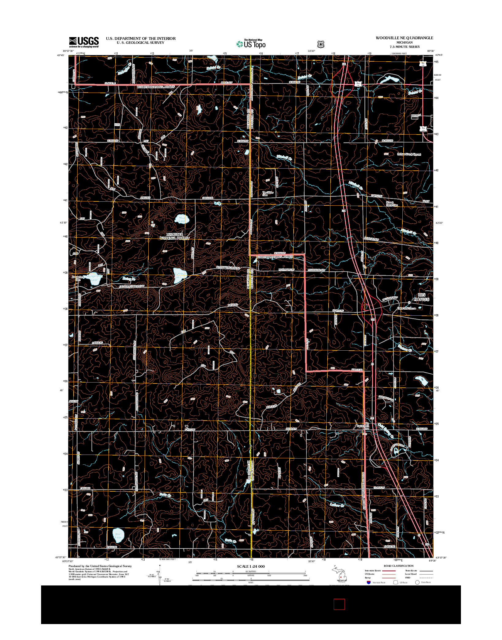 USGS US TOPO 7.5-MINUTE MAP FOR WOODVILLE NE, MI 2012