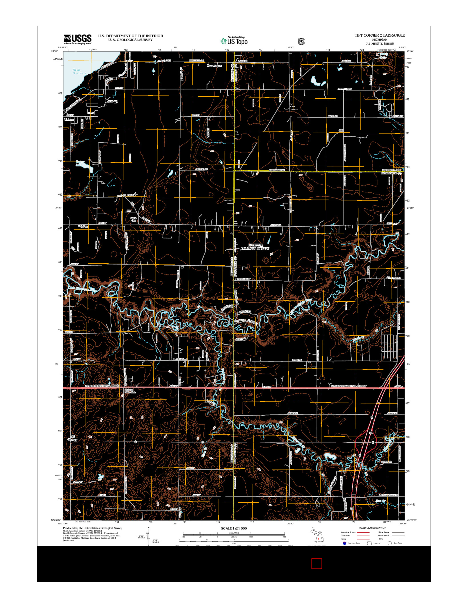 USGS US TOPO 7.5-MINUTE MAP FOR TIFT CORNER, MI 2012