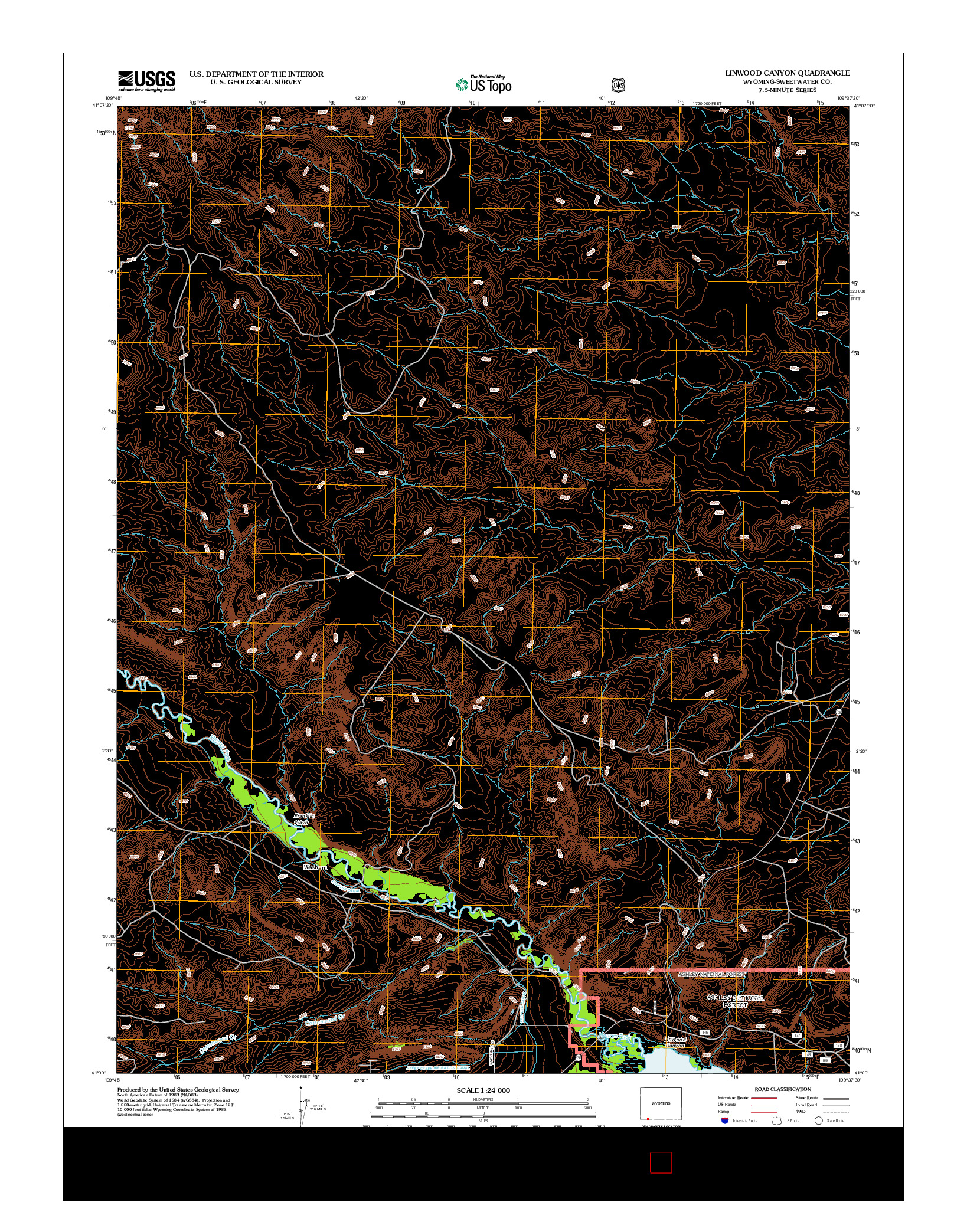 USGS US TOPO 7.5-MINUTE MAP FOR LINWOOD CANYON, WY 2012