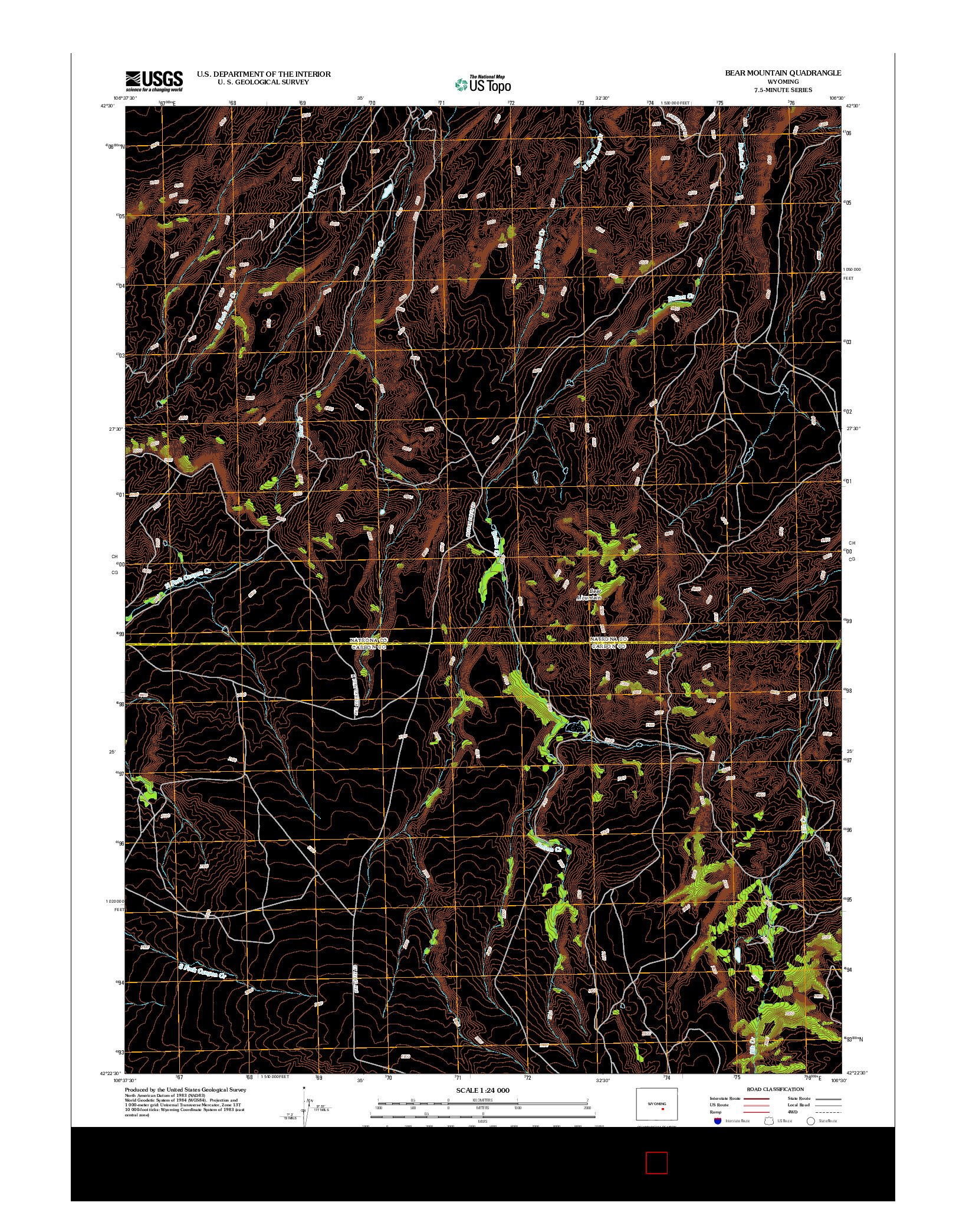 USGS US TOPO 7.5-MINUTE MAP FOR BEAR MOUNTAIN, WY 2012