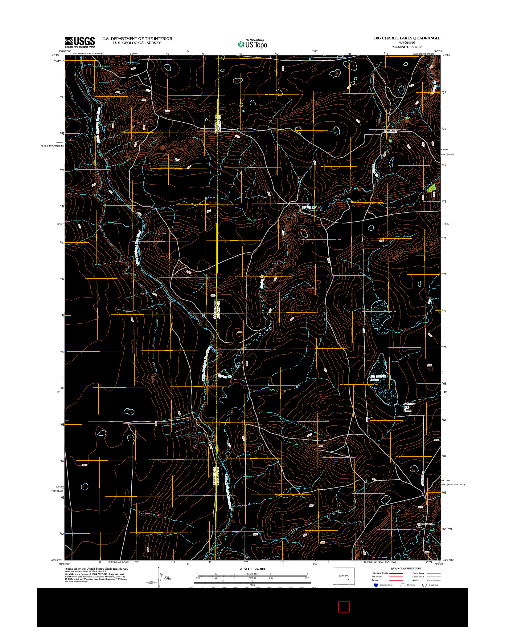 USGS US TOPO 7.5-MINUTE MAP FOR BIG CHARLIE LAKES, WY 2012