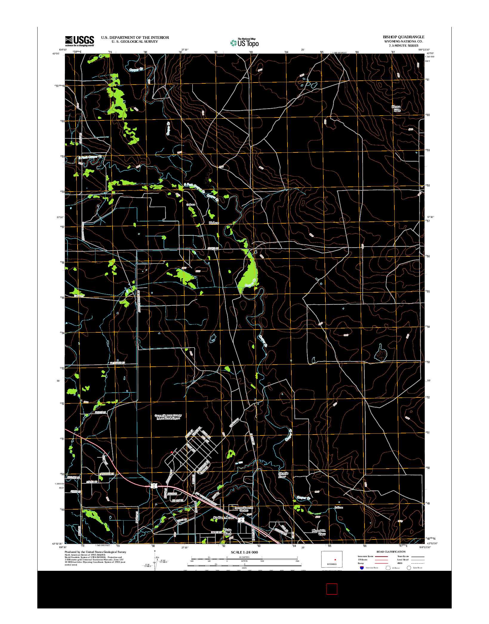 USGS US TOPO 7.5-MINUTE MAP FOR BISHOP, WY 2012