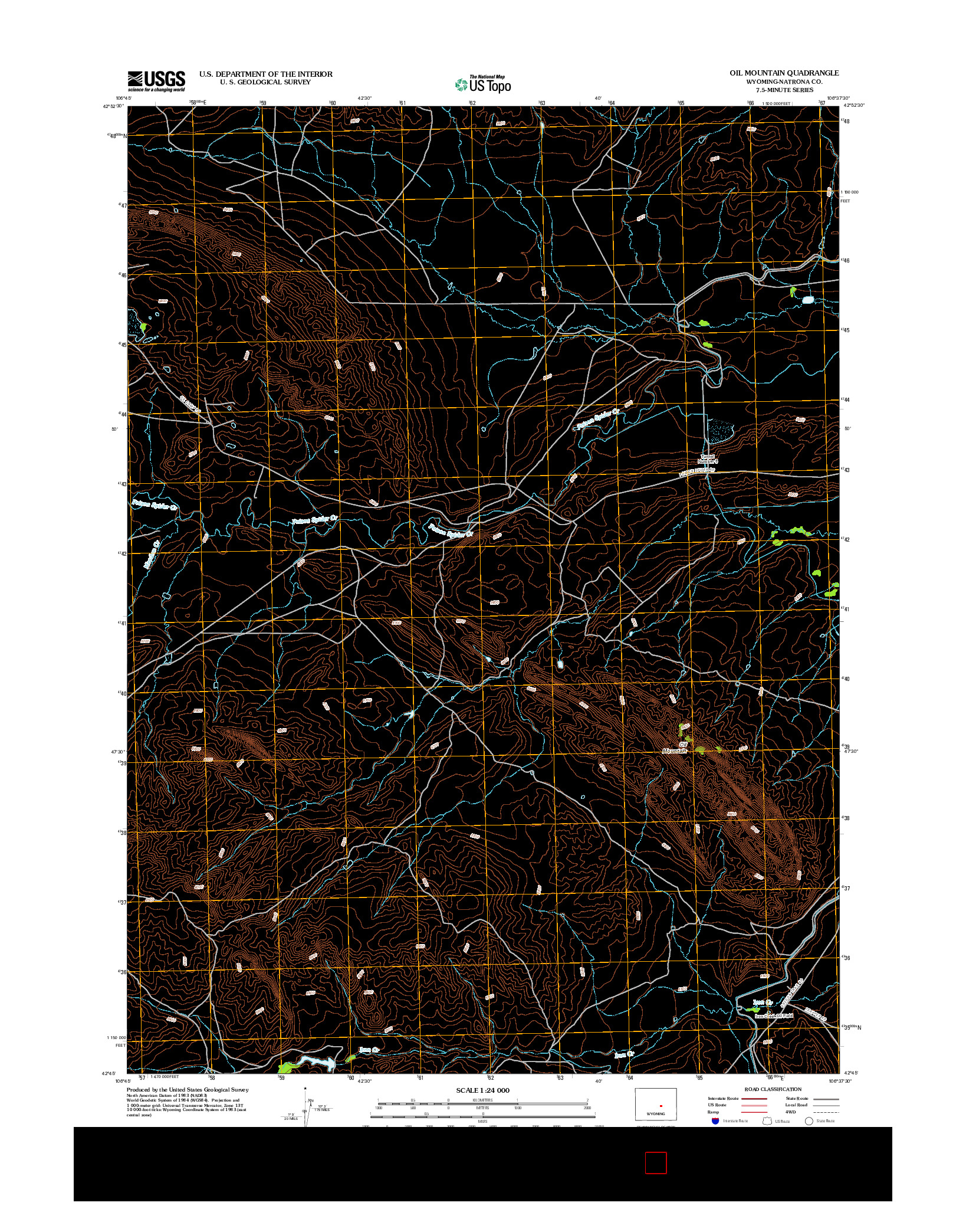 USGS US TOPO 7.5-MINUTE MAP FOR OIL MOUNTAIN, WY 2012