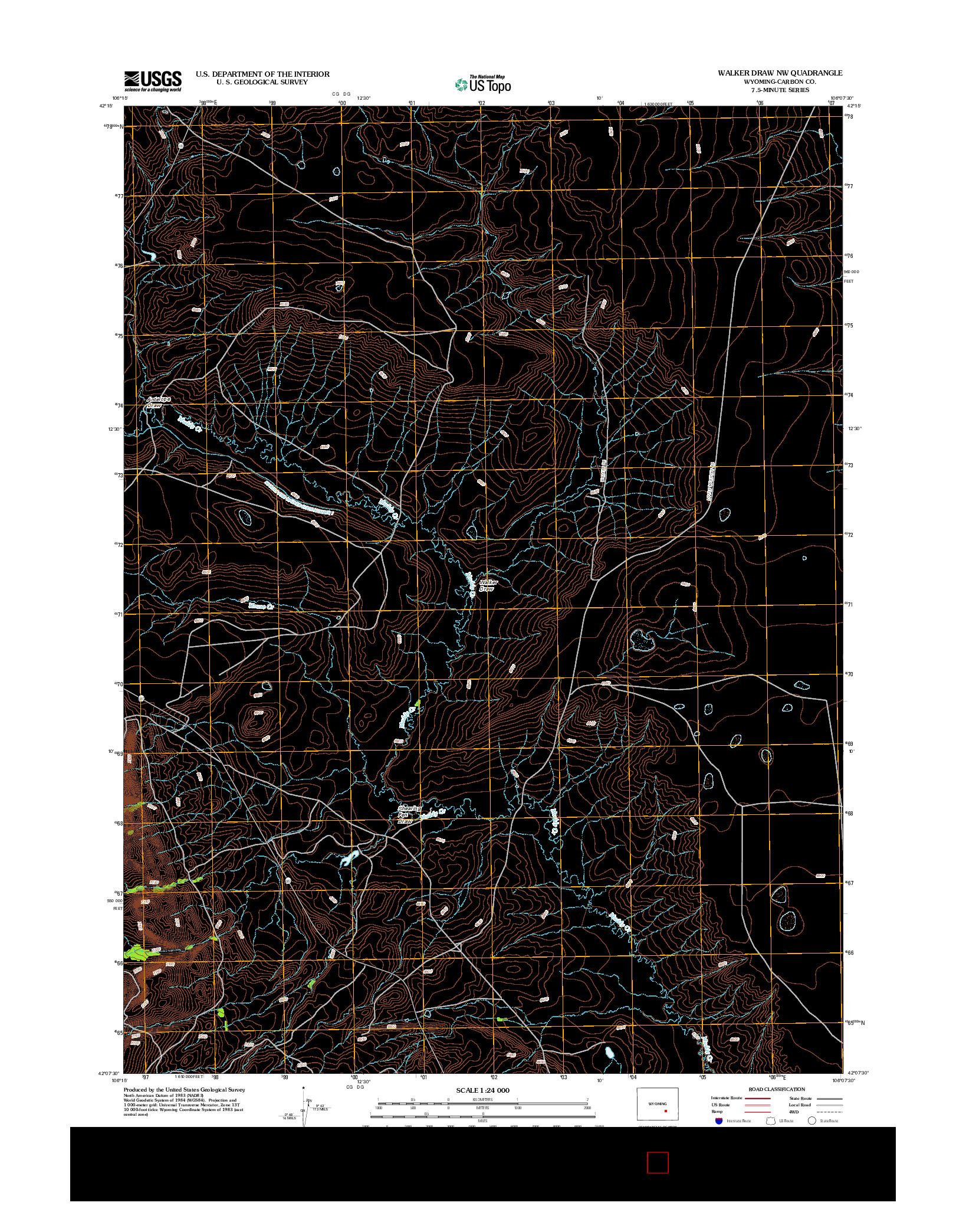 USGS US TOPO 7.5-MINUTE MAP FOR WALKER DRAW NW, WY 2012