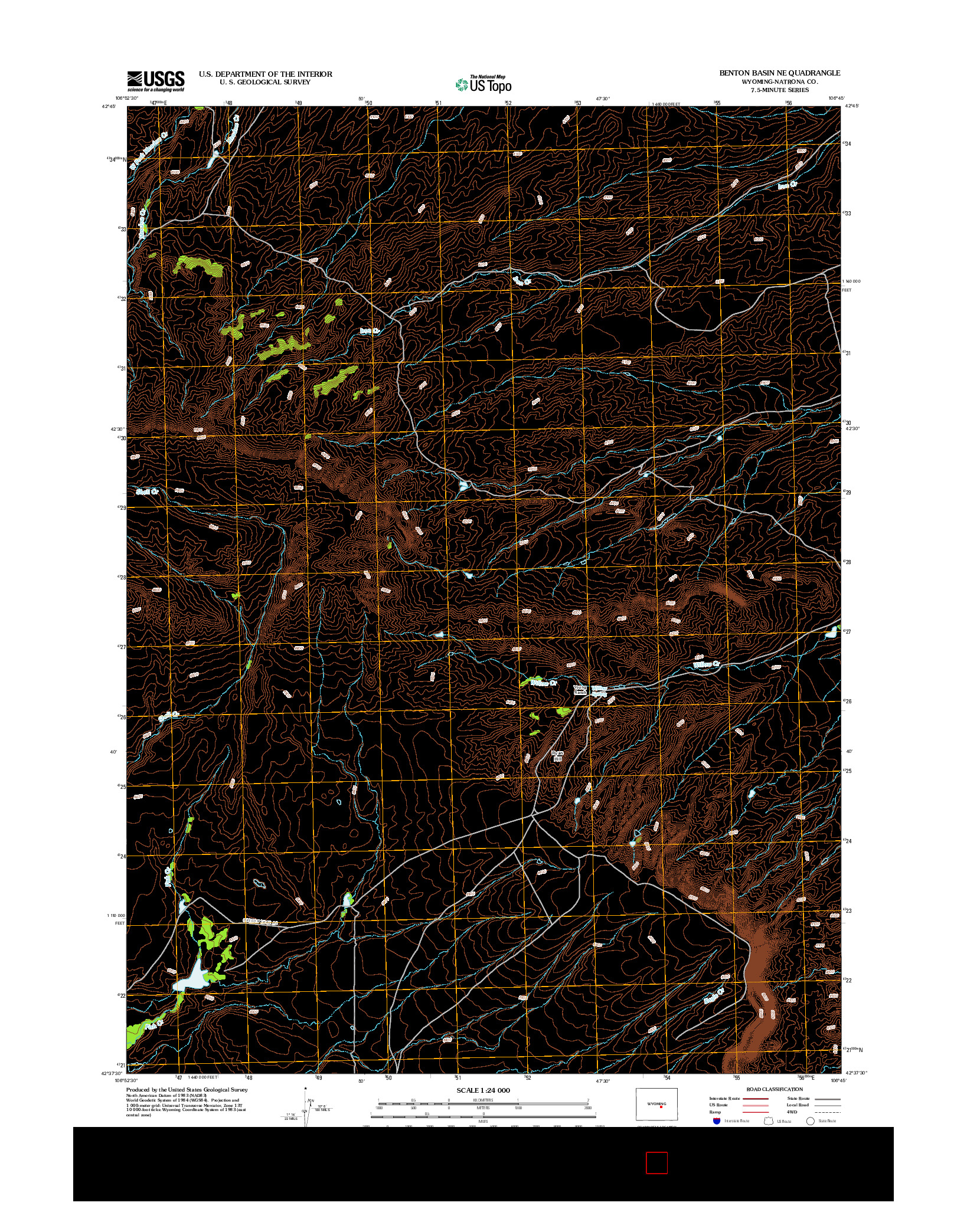 USGS US TOPO 7.5-MINUTE MAP FOR BENTON BASIN NE, WY 2012