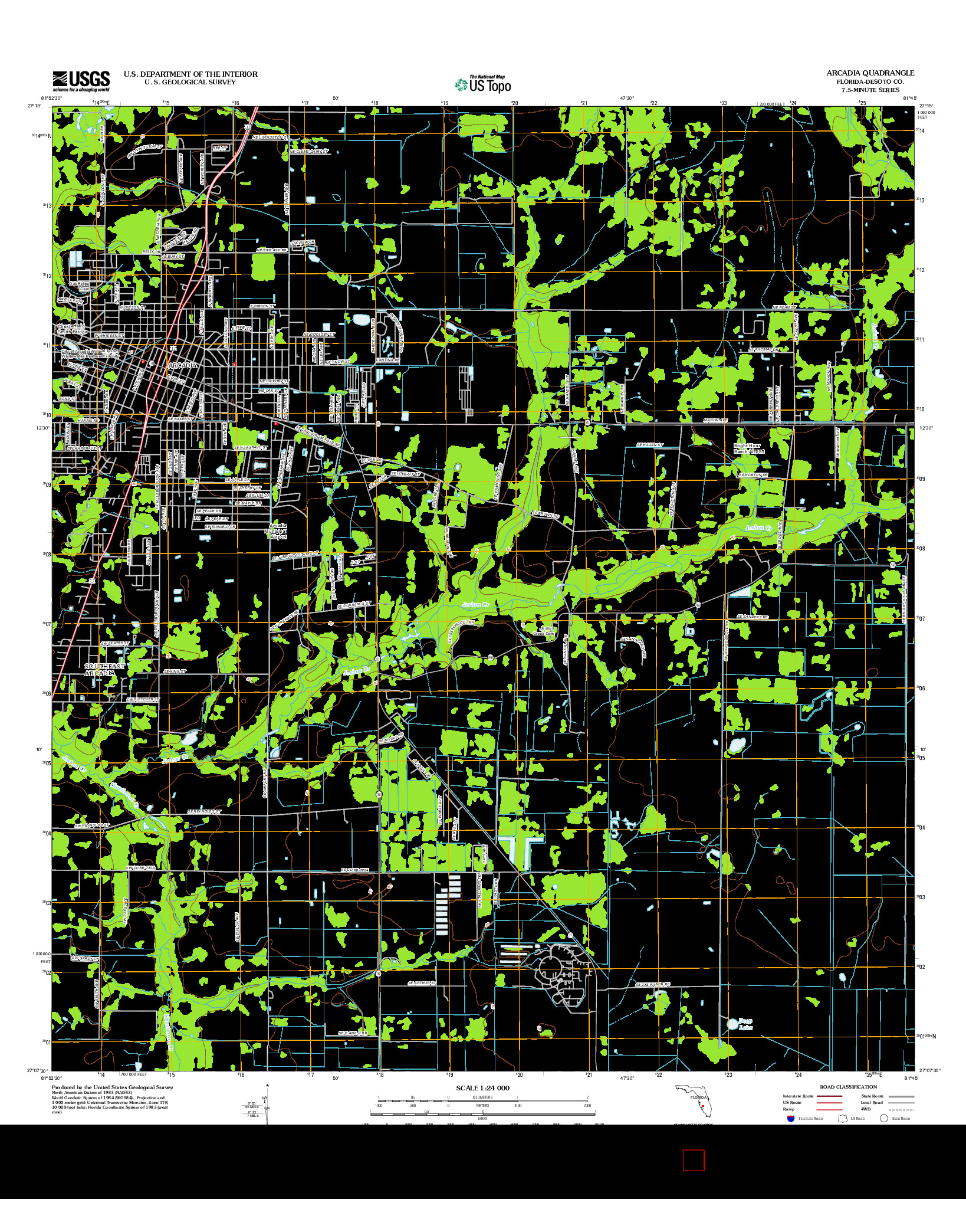 USGS US TOPO 7.5-MINUTE MAP FOR ARCADIA, FL 2012