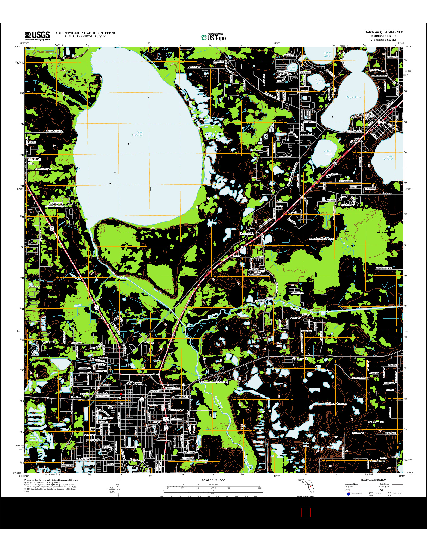 USGS US TOPO 7.5-MINUTE MAP FOR BARTOW, FL 2012