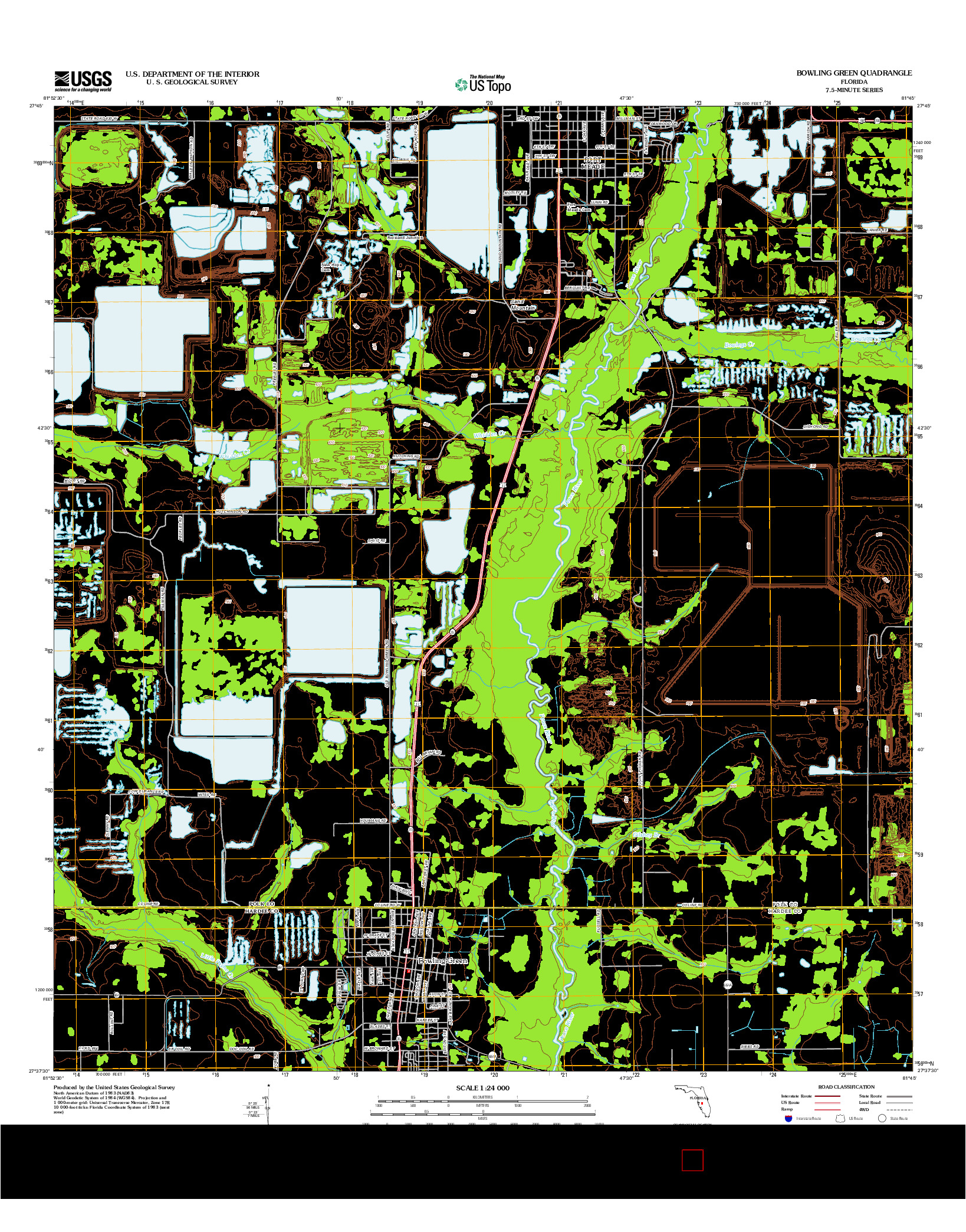 USGS US TOPO 7.5-MINUTE MAP FOR BOWLING GREEN, FL 2012