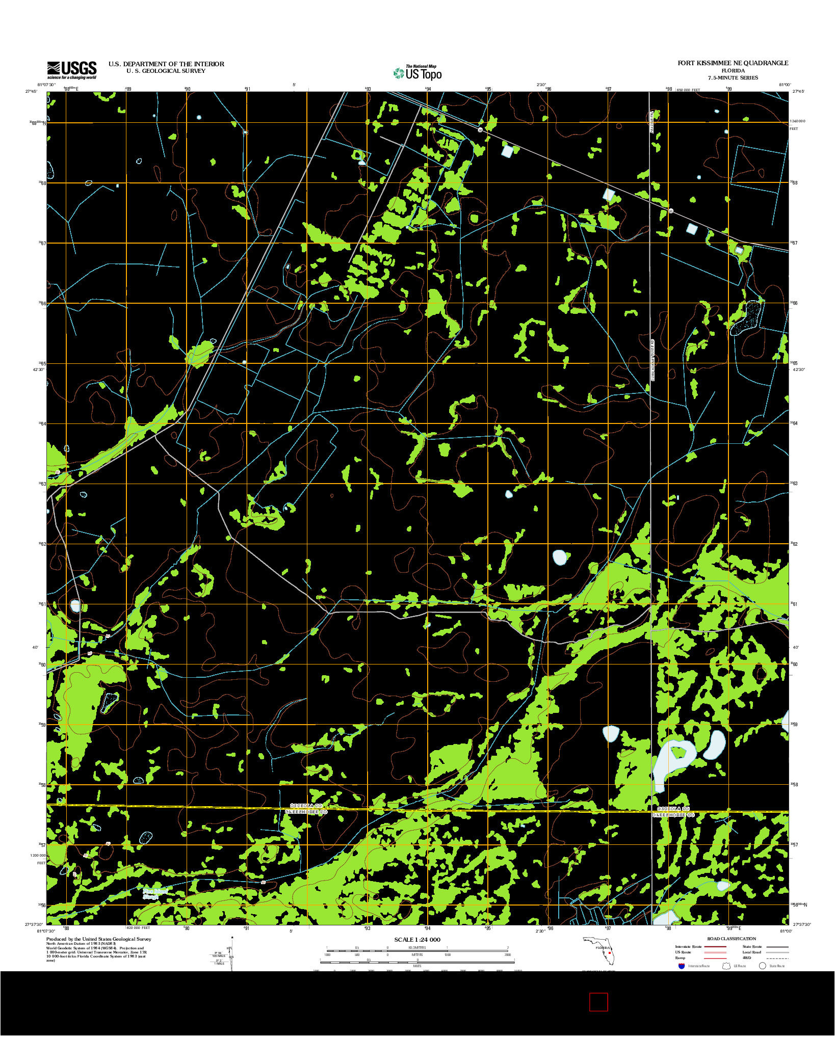 USGS US TOPO 7.5-MINUTE MAP FOR FORT KISSIMMEE NE, FL 2012