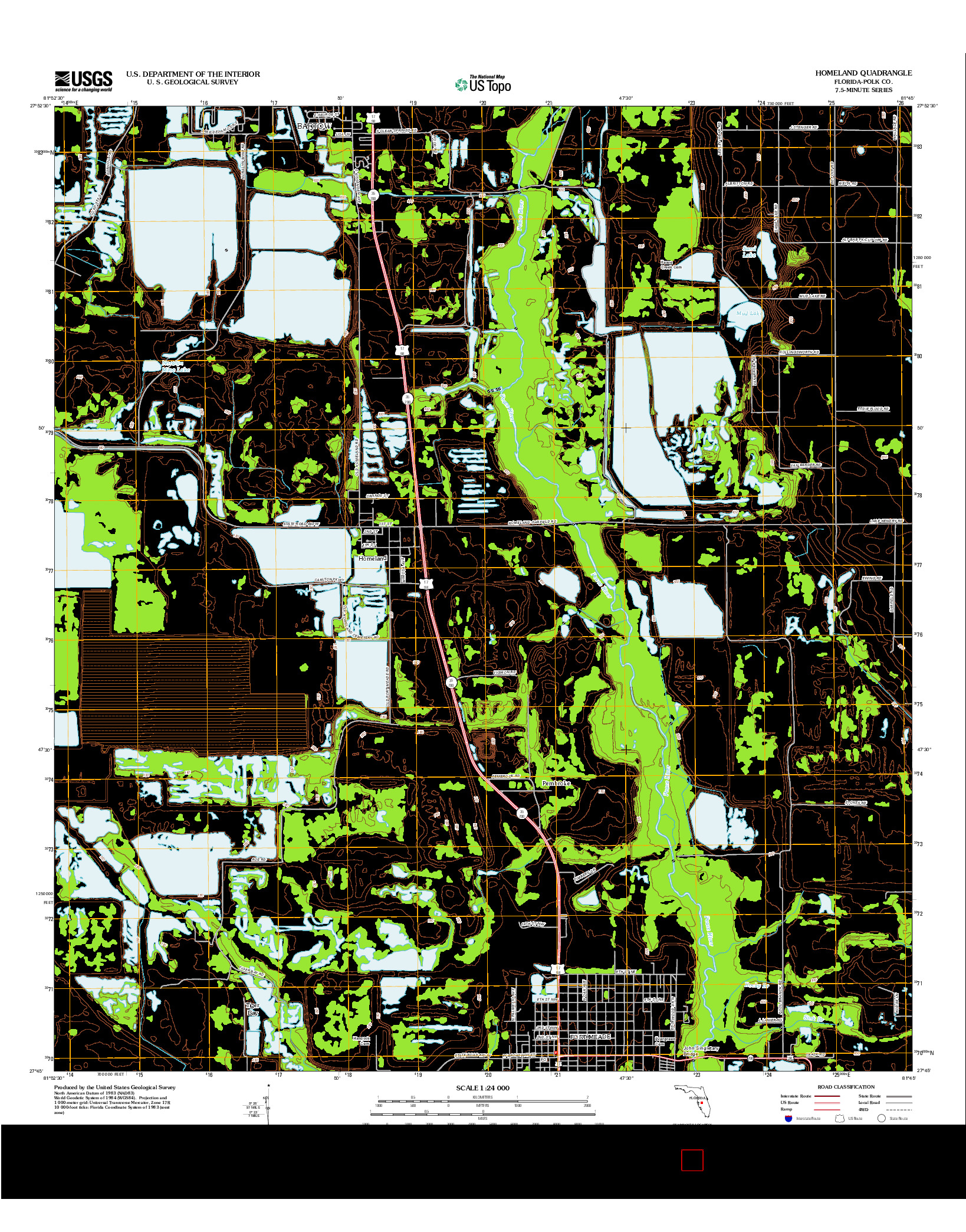 USGS US TOPO 7.5-MINUTE MAP FOR HOMELAND, FL 2012