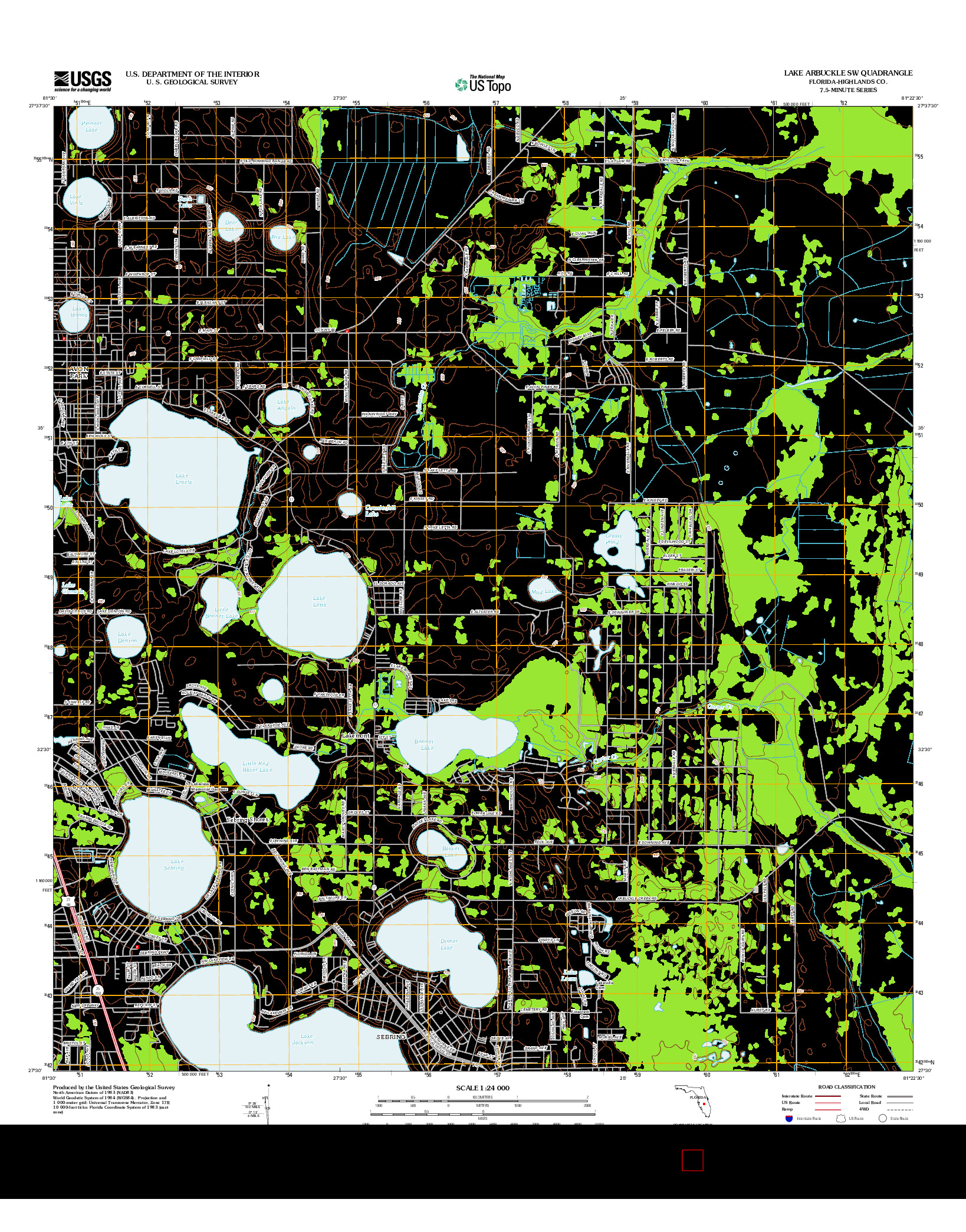 USGS US TOPO 7.5-MINUTE MAP FOR LAKE ARBUCKLE SW, FL 2012