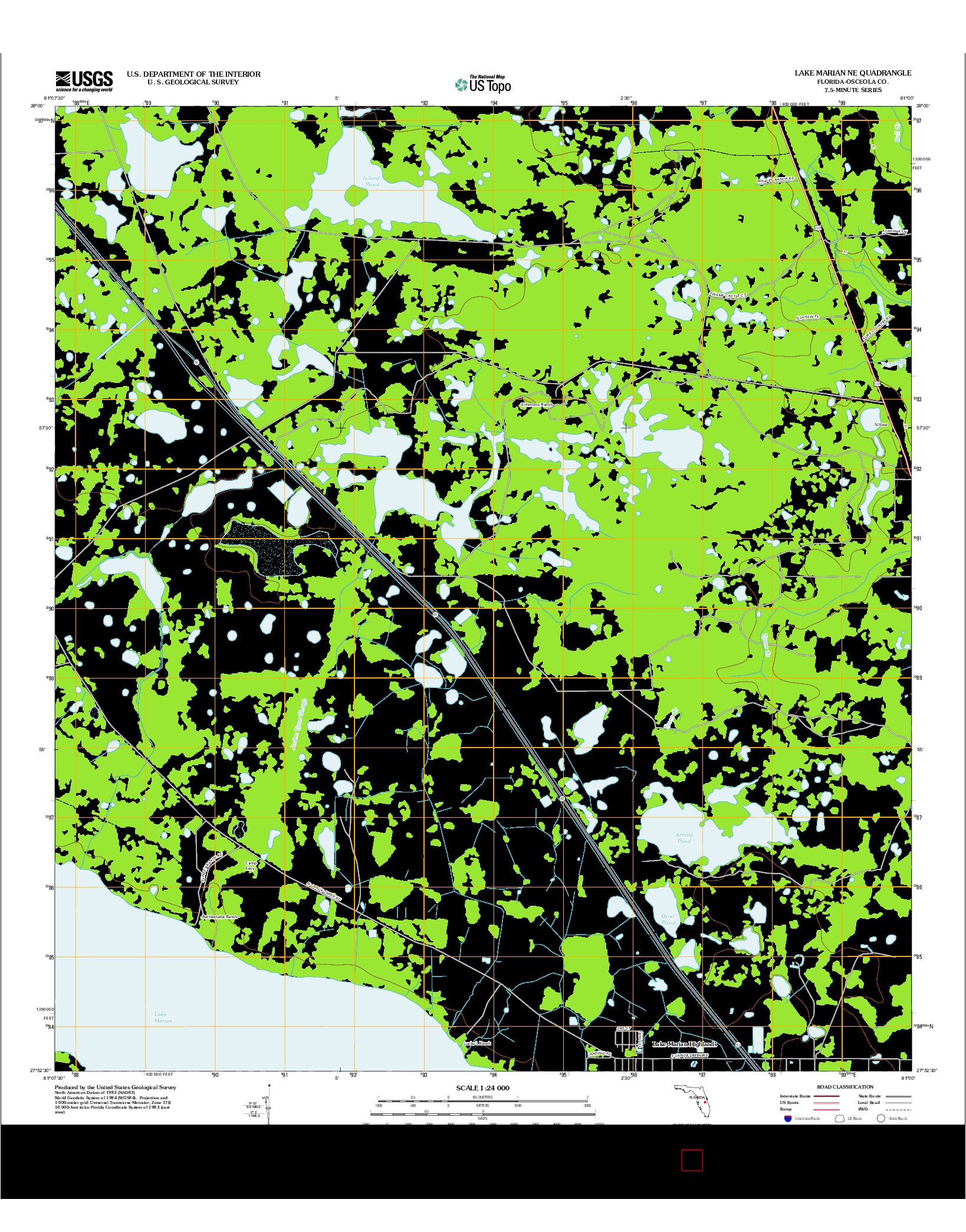 USGS US TOPO 7.5-MINUTE MAP FOR LAKE MARIAN NE, FL 2012