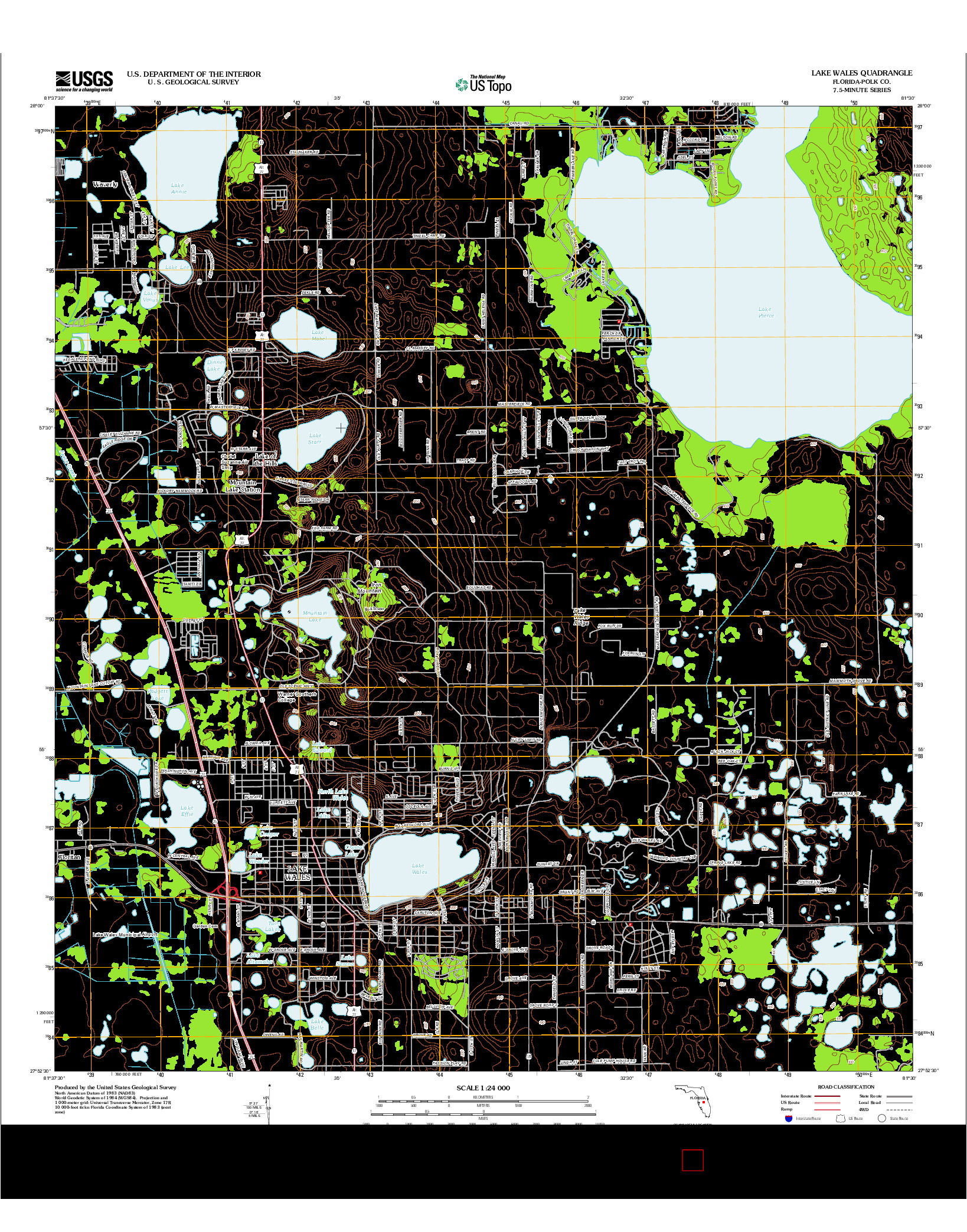 USGS US TOPO 7.5-MINUTE MAP FOR LAKE WALES, FL 2012