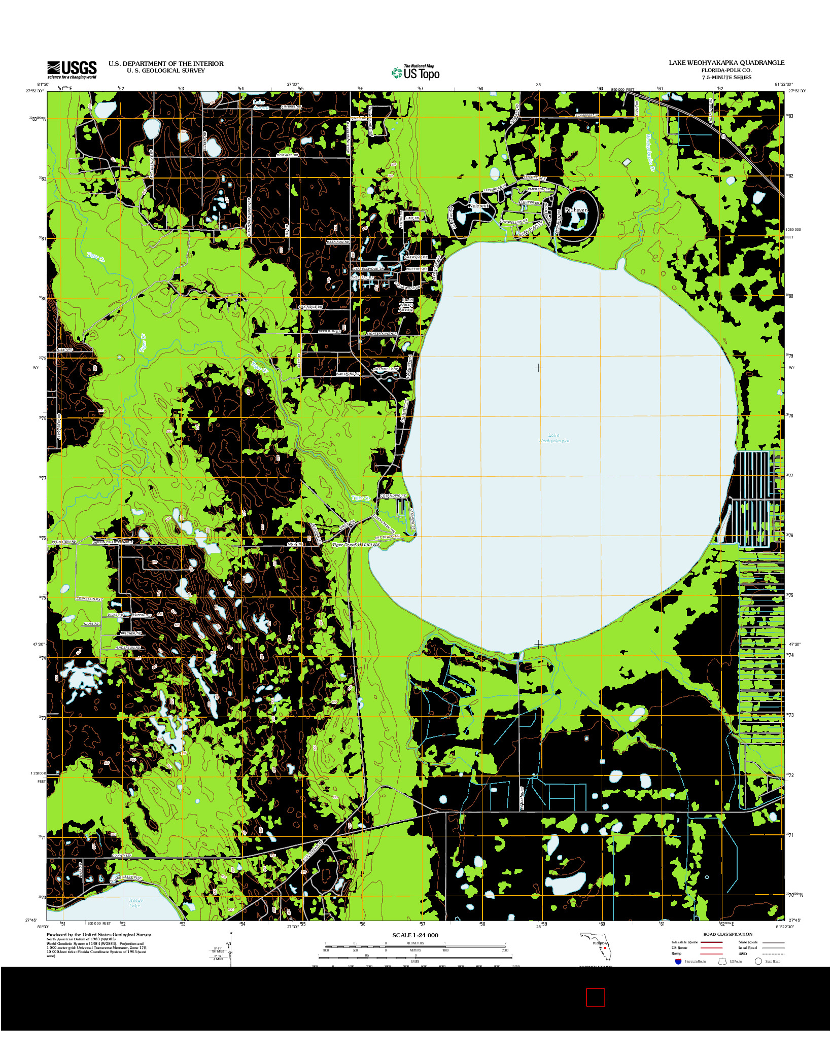 USGS US TOPO 7.5-MINUTE MAP FOR LAKE WEOHYAKAPKA, FL 2012