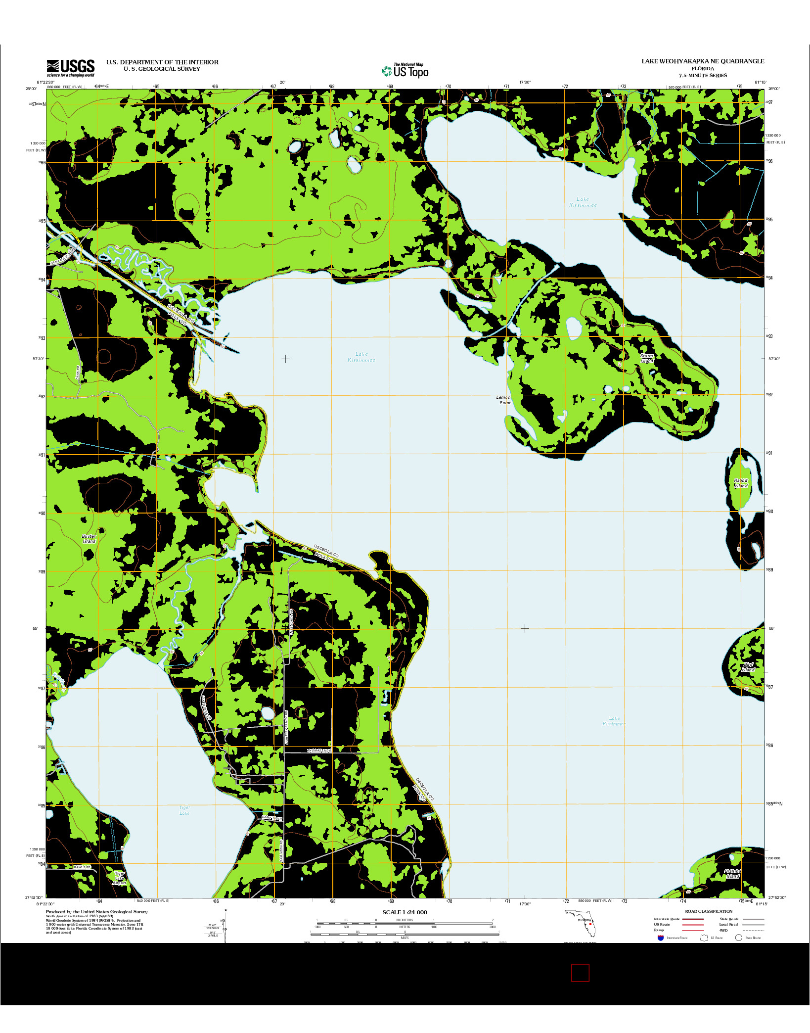 USGS US TOPO 7.5-MINUTE MAP FOR LAKE WEOHYAKAPKA NE, FL 2012