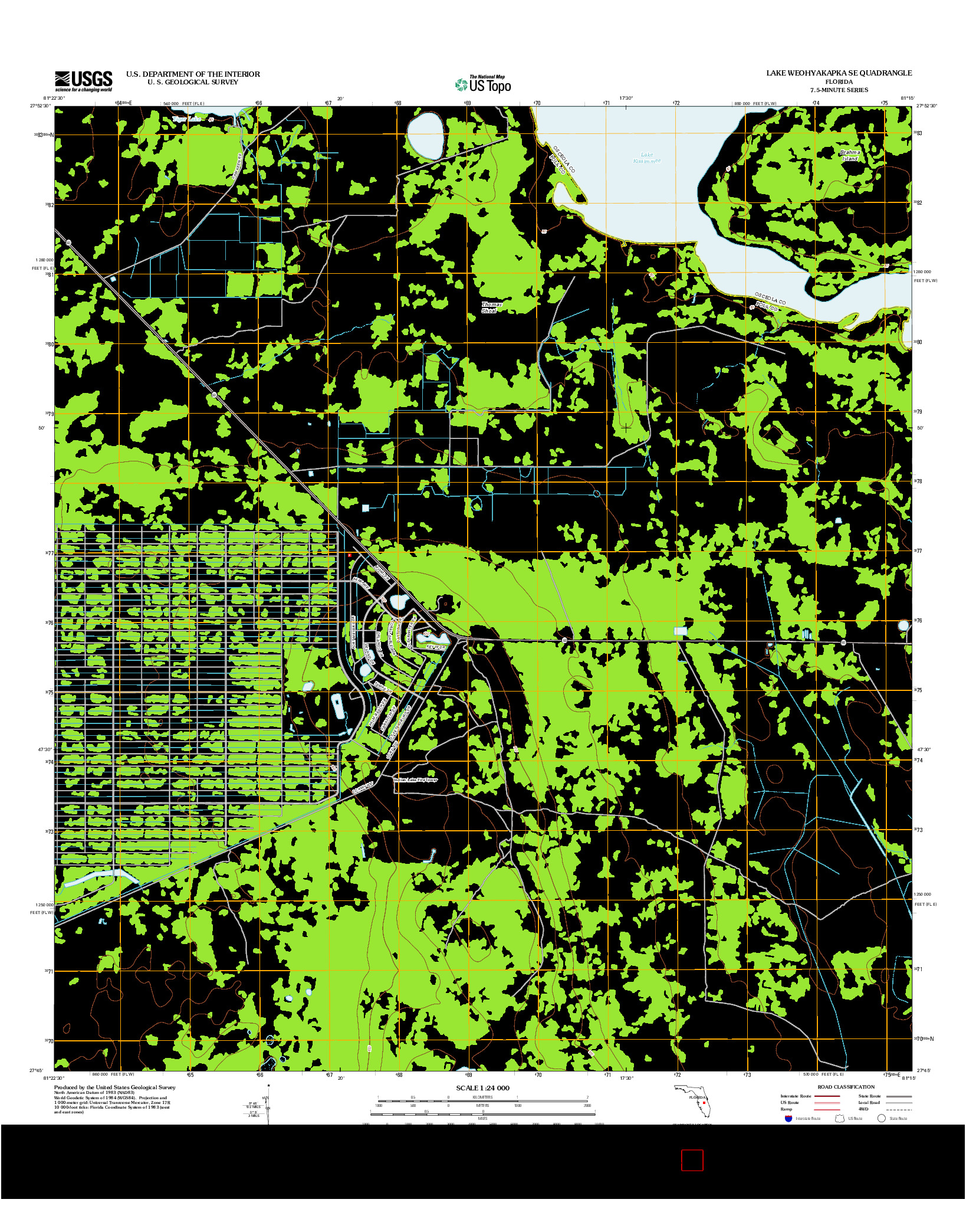 USGS US TOPO 7.5-MINUTE MAP FOR LAKE WEOHYAKAPKA SE, FL 2012